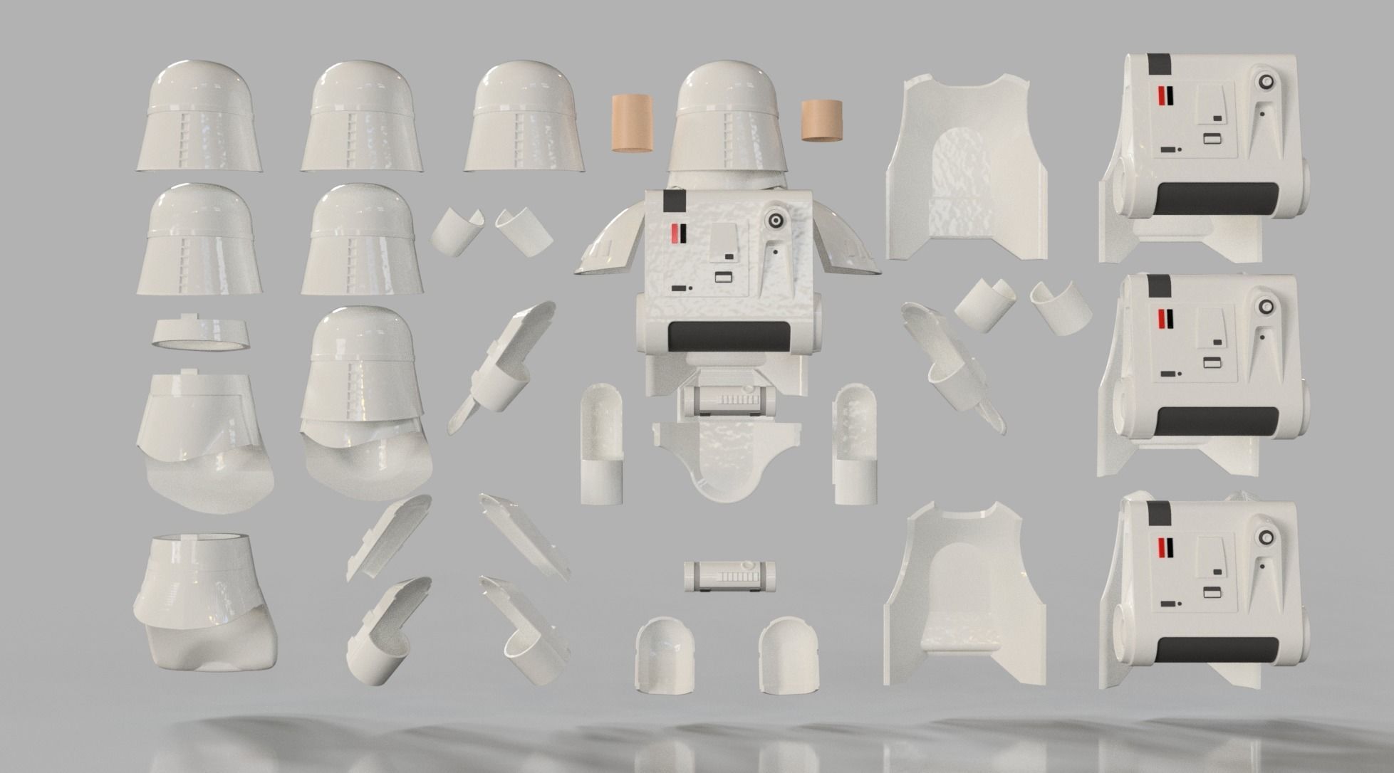 Imperial Snowtrooper grunt armor for sixth scale custom figure 3D print model_4