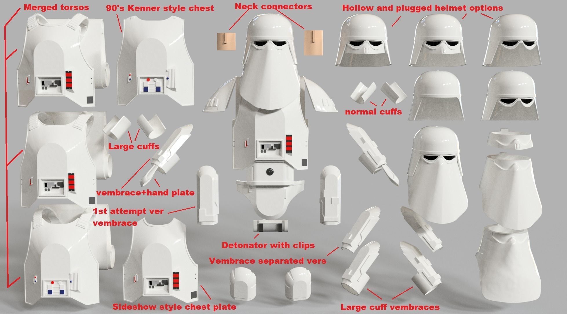 Imperial Snowtrooper grunt armor for sixth scale custom figure 3D print model_2