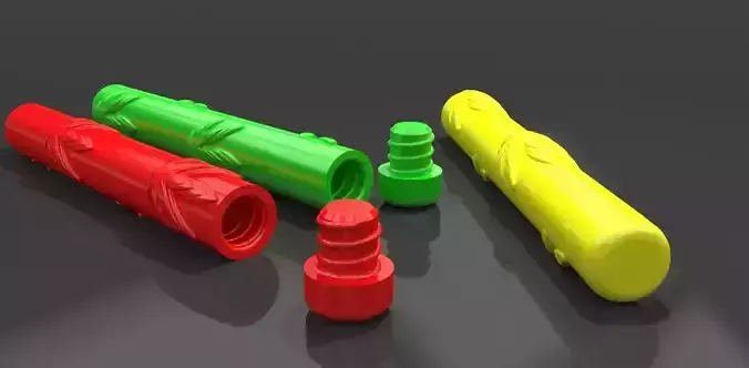 A cannabis themed pen shape container