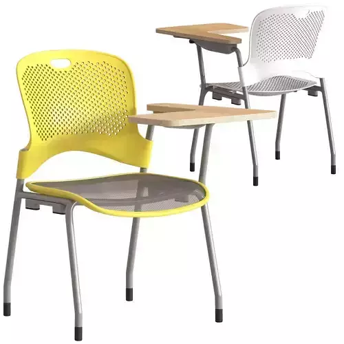 Herman Miller Caper Stacking Chairs with table 3D model