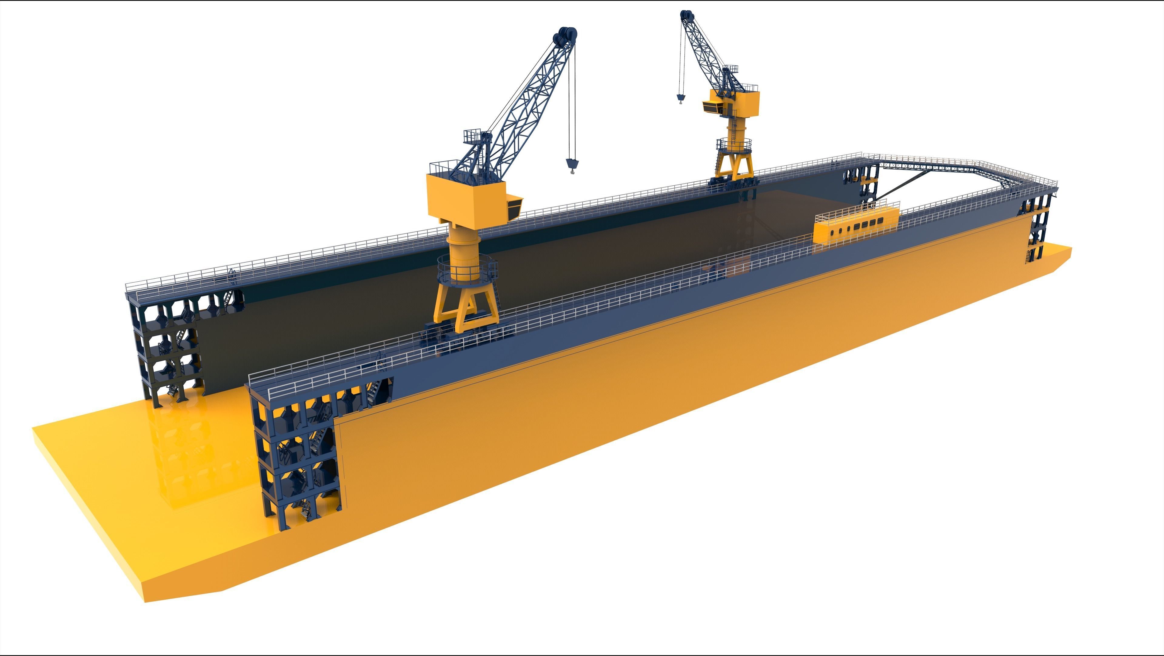 Floating Dock Low-poly 3D model_7