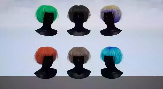 Real-time bob hairstyle Low-poly 3D model
