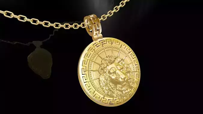 Lion Head SUN gold pendant jewelry