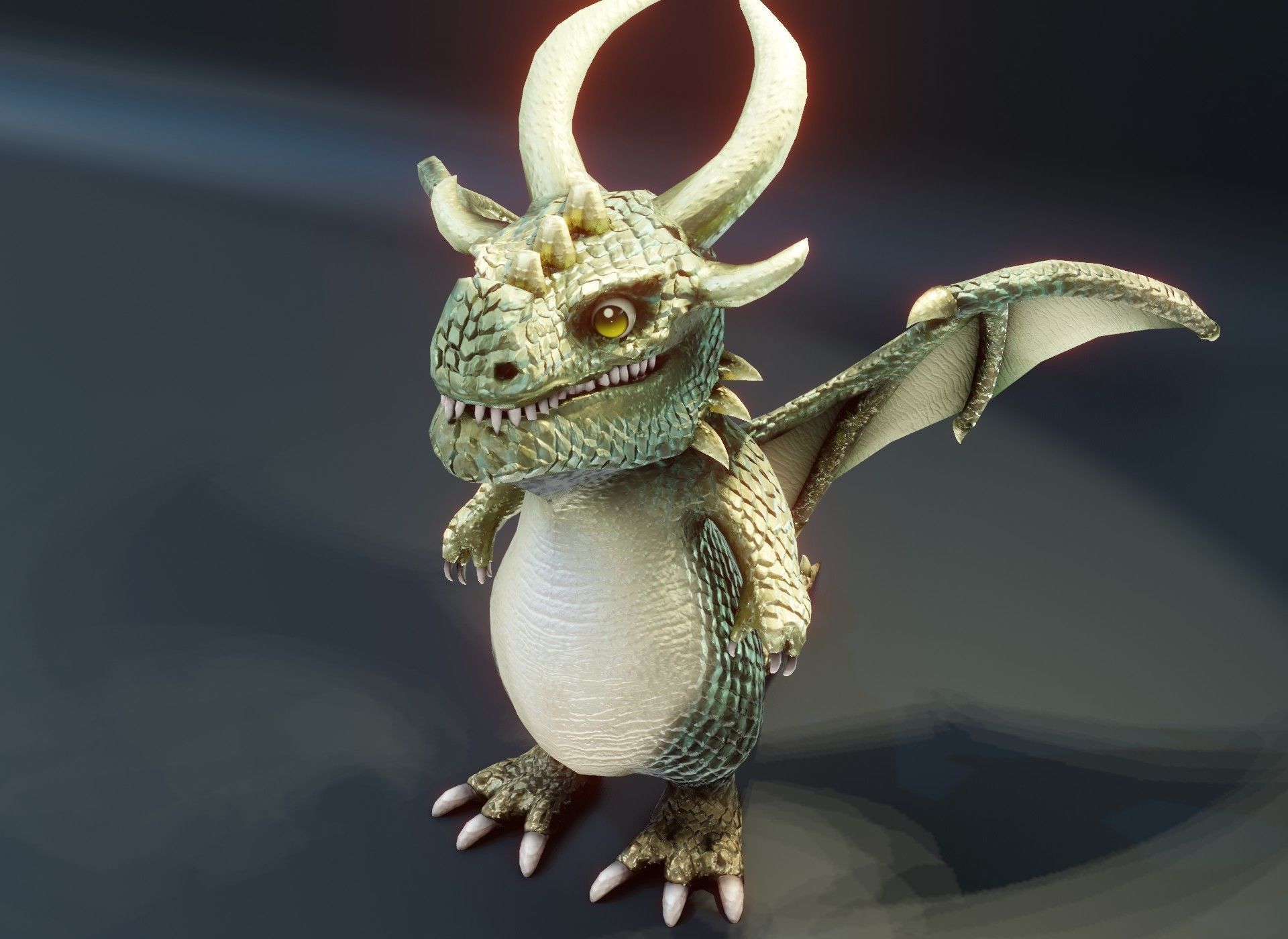Cartoon Adamantine Dragon 3D Model Low-poly 3D model_13
