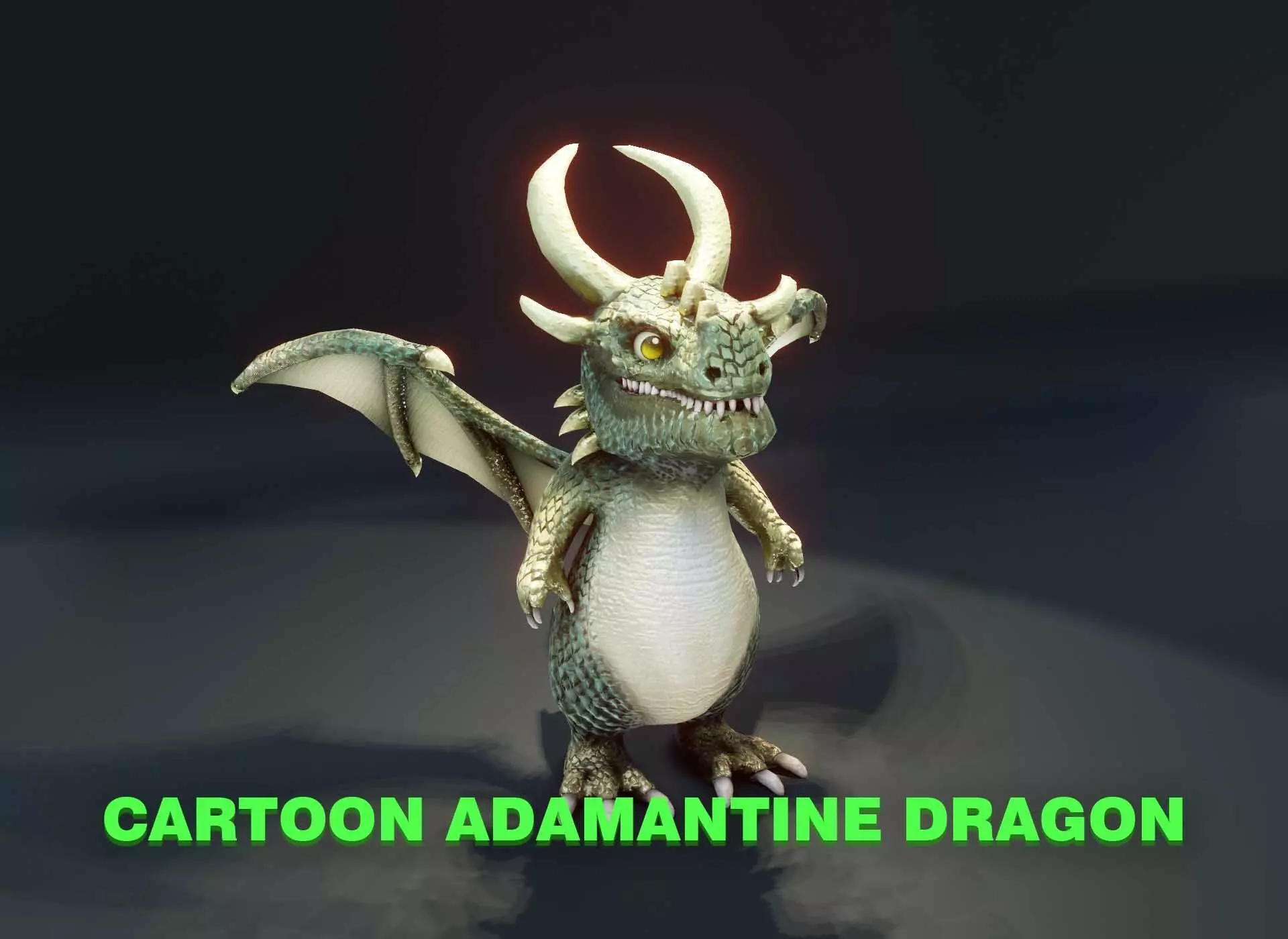 Cartoon Adamantine Dragon 3D Model Low-poly 3D model_0