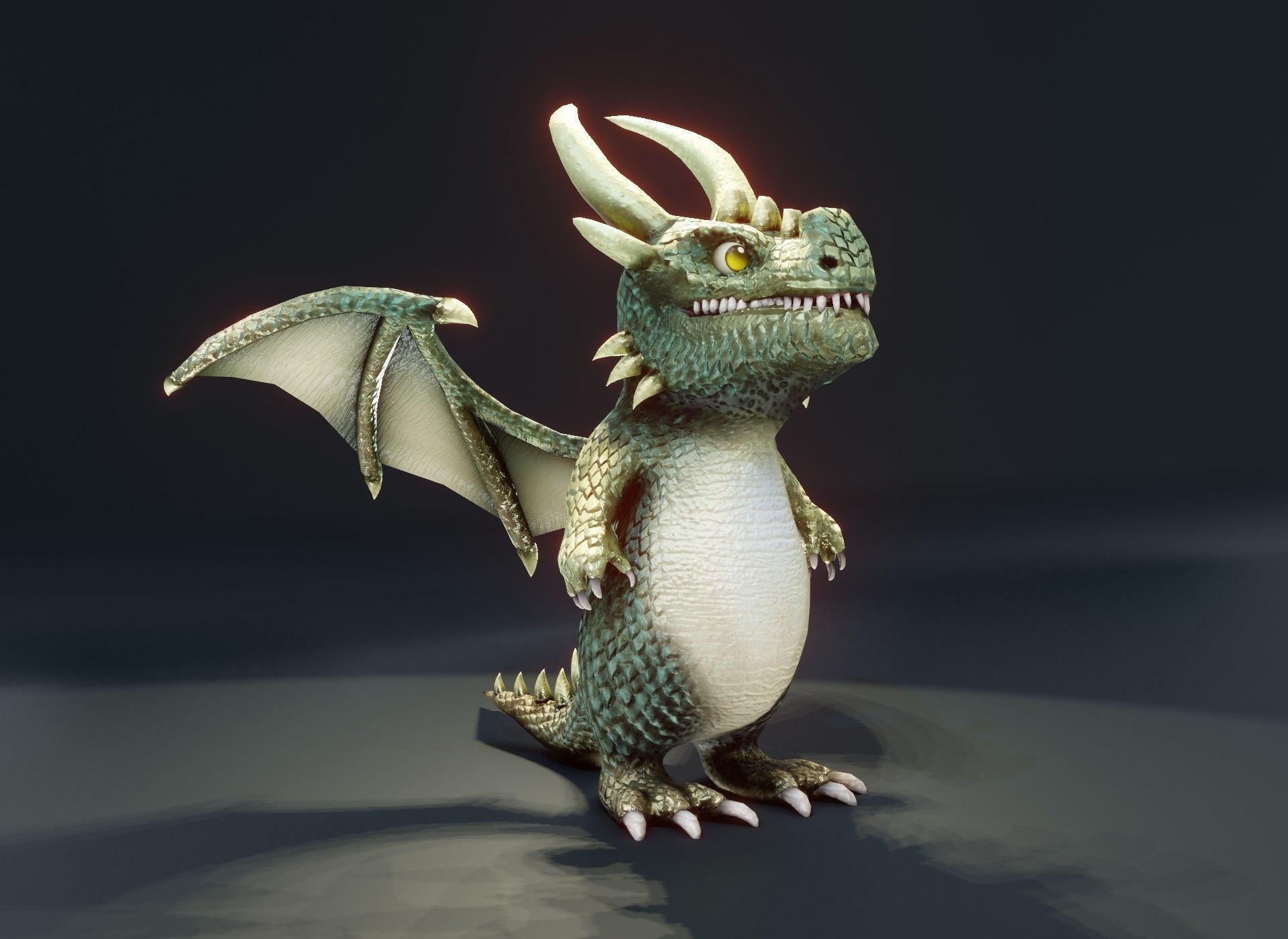Cartoon Adamantine Dragon 3D Model Low-poly 3D model_7