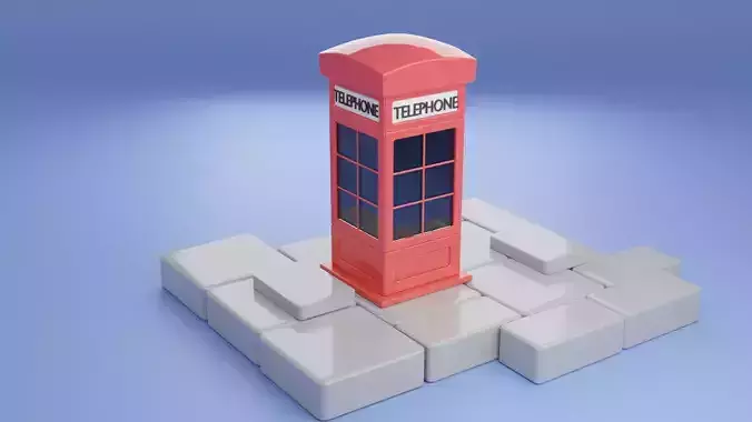 A Phone Booth with stone slabs