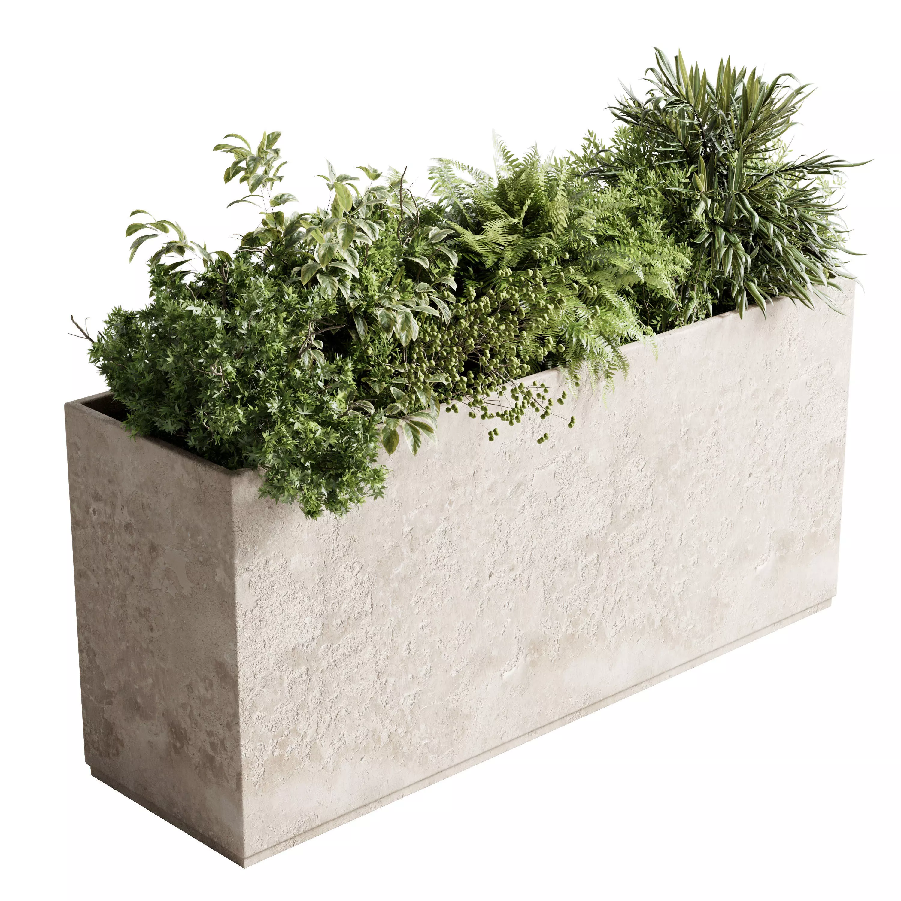 concrete box plants on stand - set outdoor plants 193 3D model_0