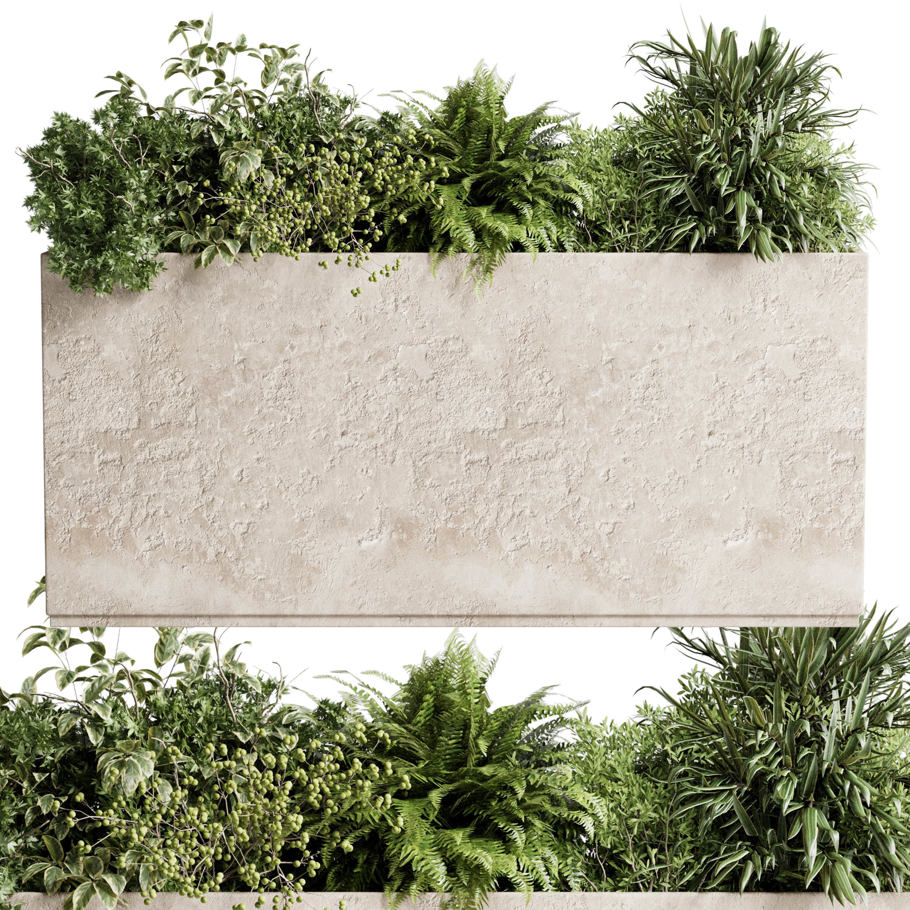 concrete box plants on stand - set outdoor plants 193 3D model_1