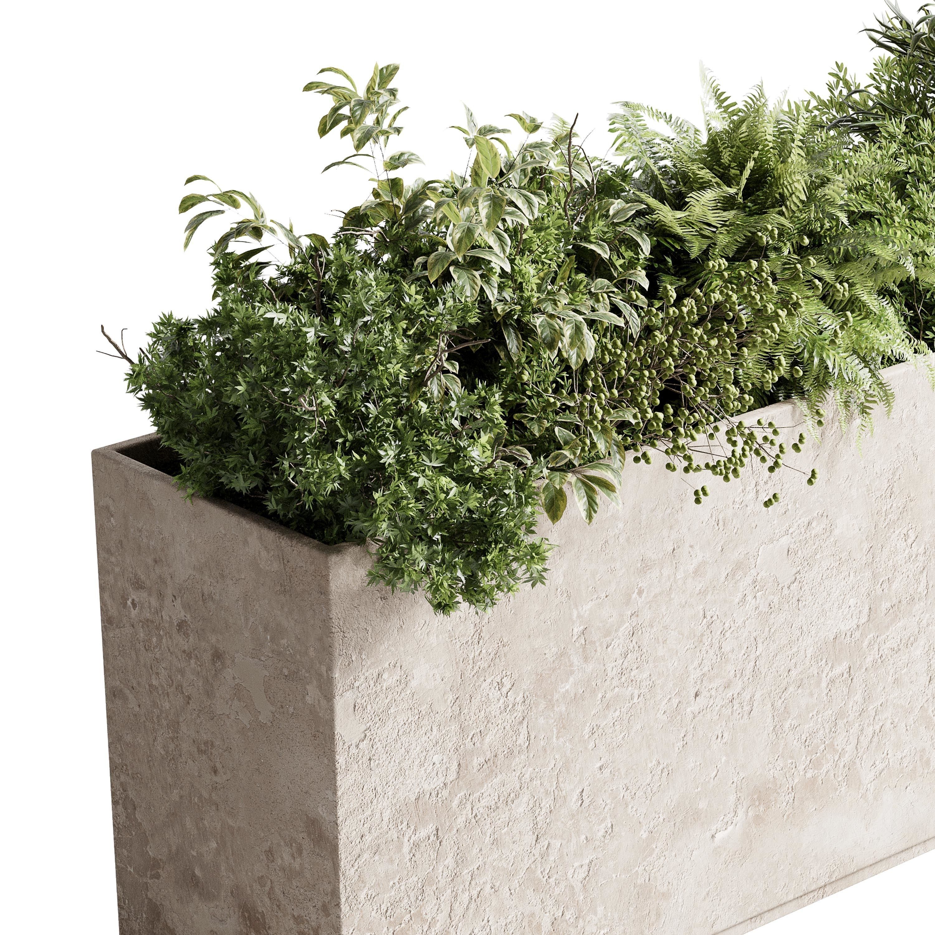 concrete box plants on stand - set outdoor plants 193 3D model_2