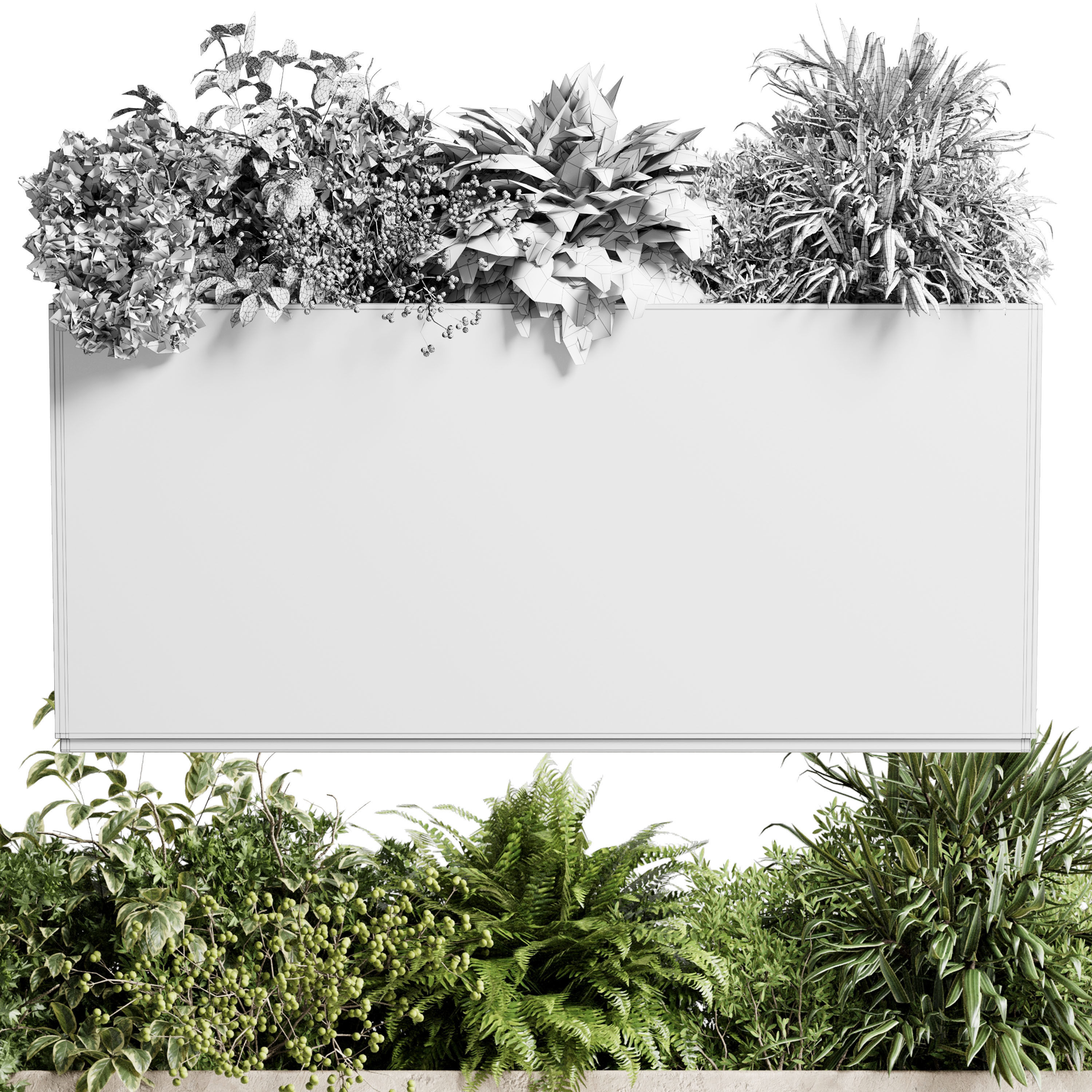 concrete box plants on stand - set outdoor plants 193 3D model_5