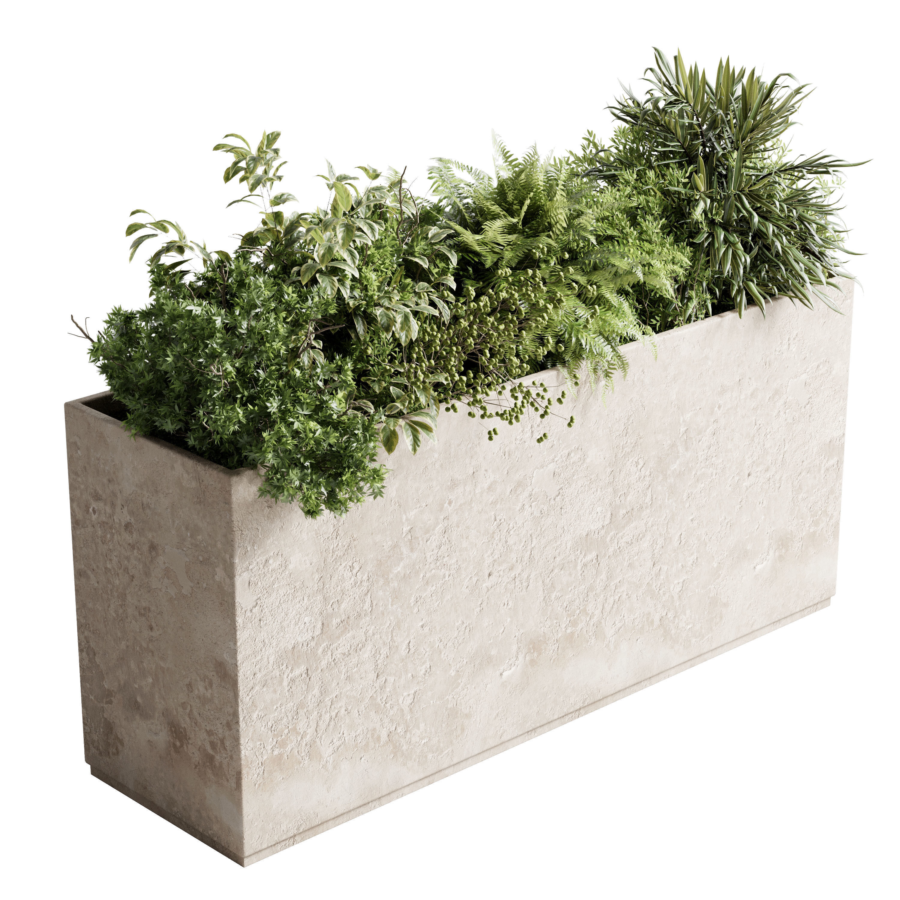 concrete box plants on stand - set outdoor plants 193 3D model_4