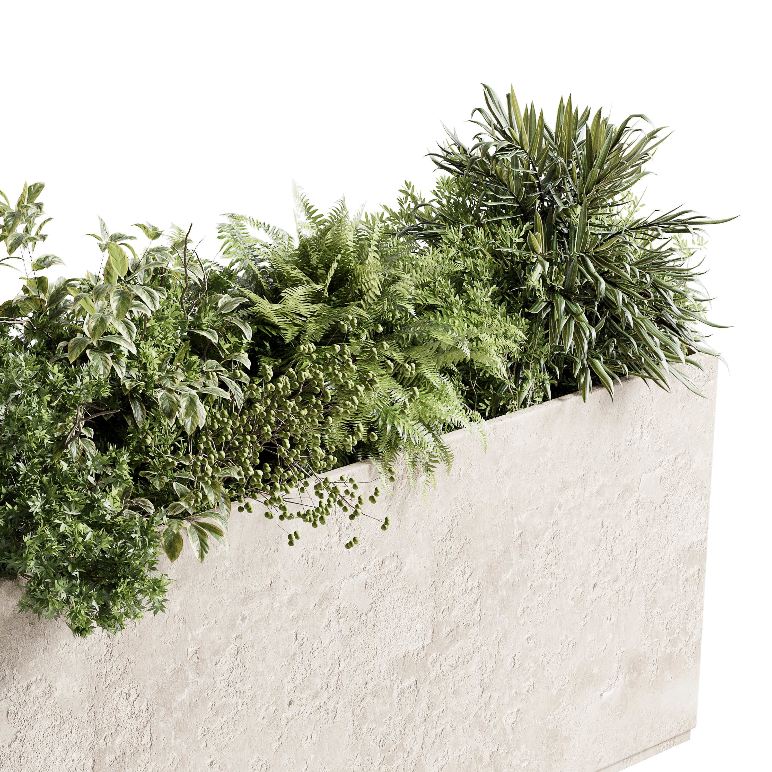 concrete box plants on stand - set outdoor plants 193 3D model_3