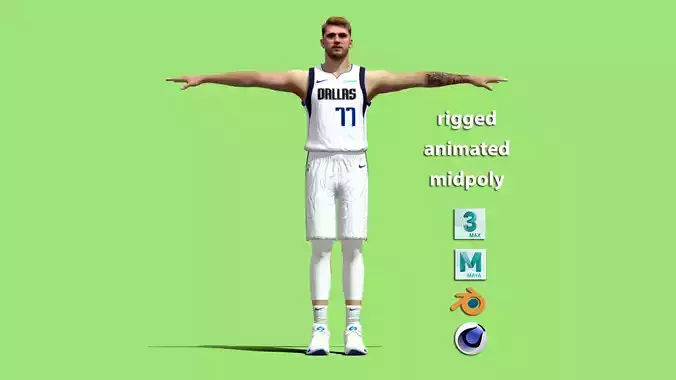 T-Pose rigged Luka Doncic Dallas Mavericks NBA
