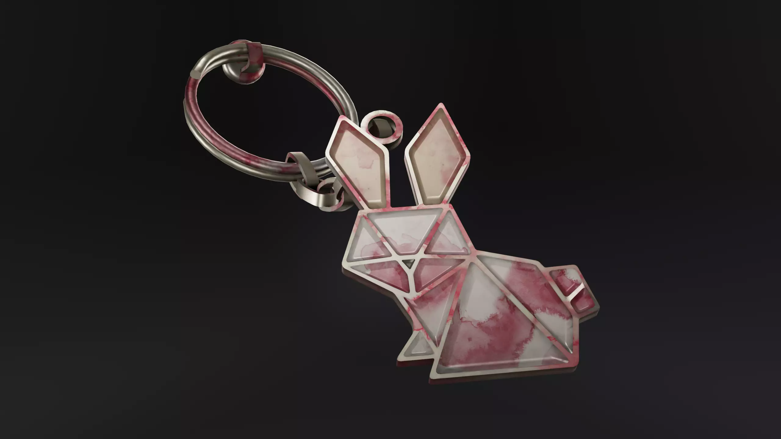 Keychain bunny Low-poly 3D model_0