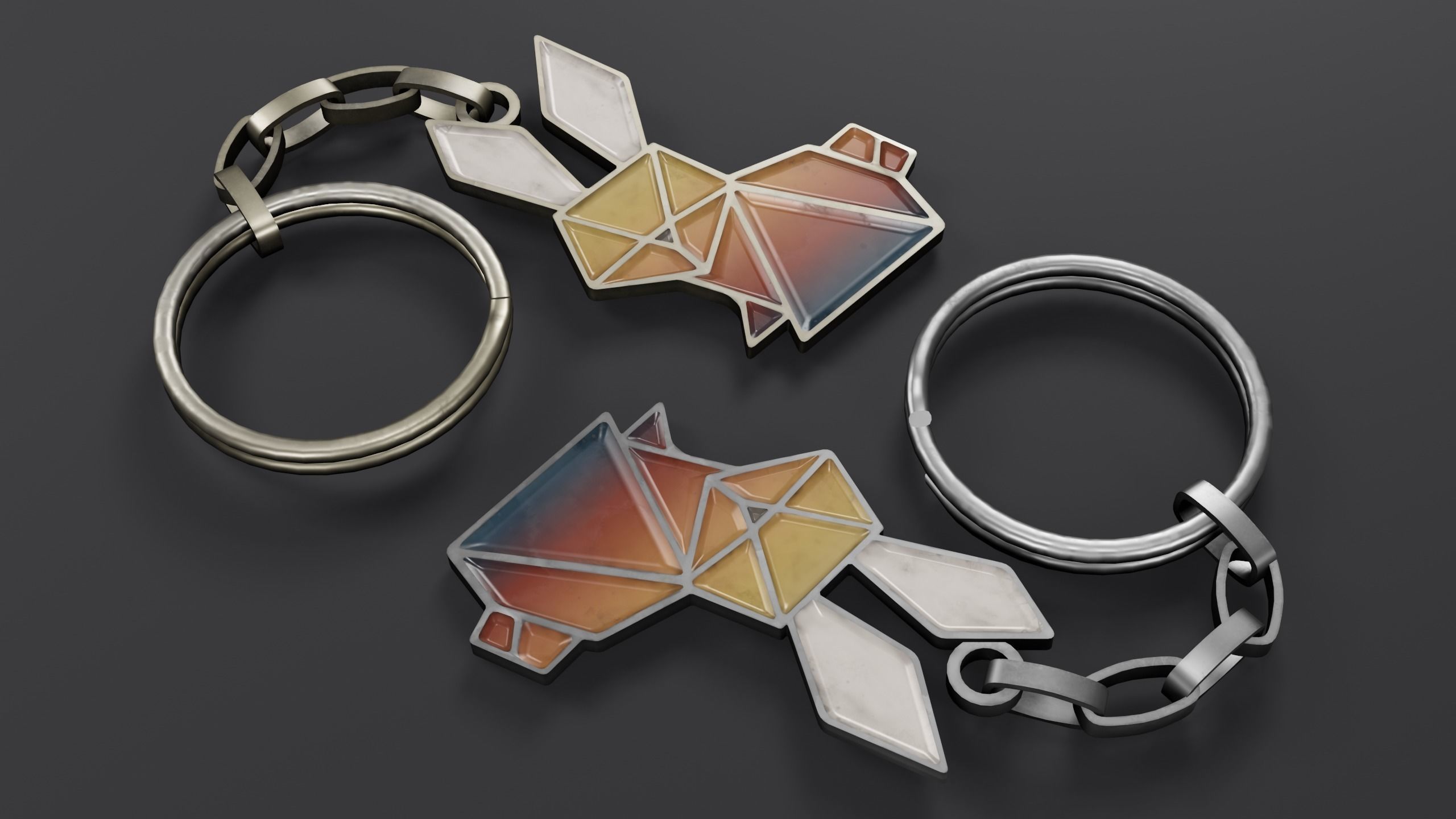 Keychain bunny Low-poly 3D model_16
