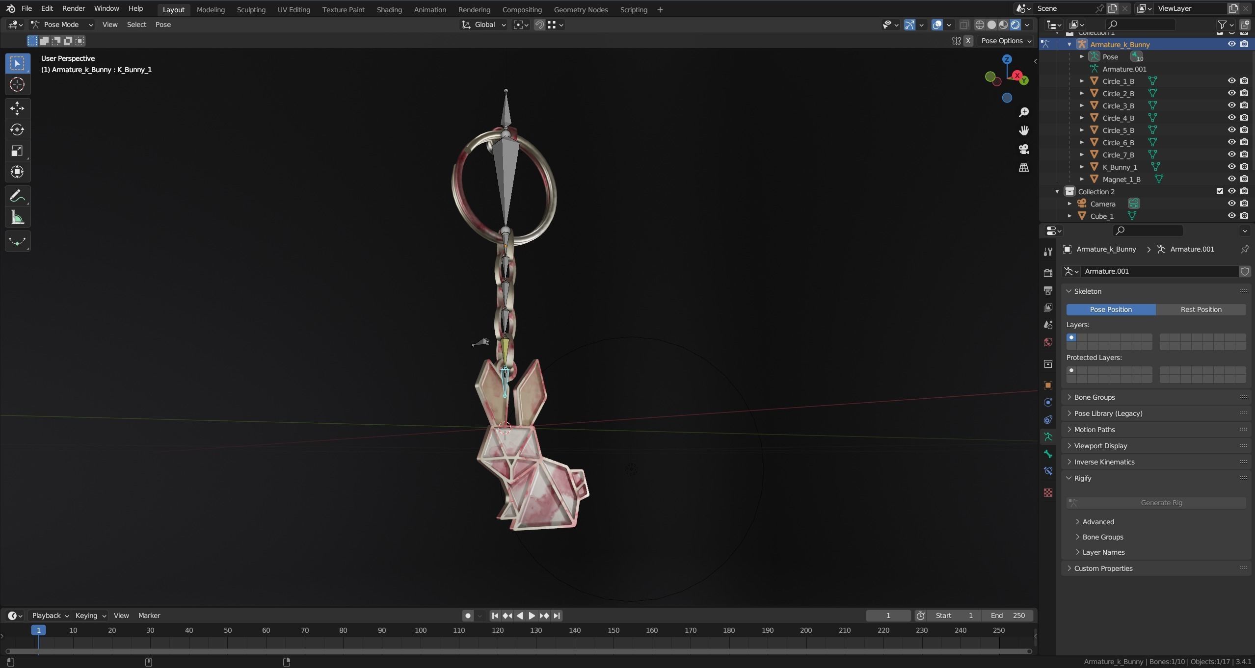 Keychain bunny Low-poly 3D model_30