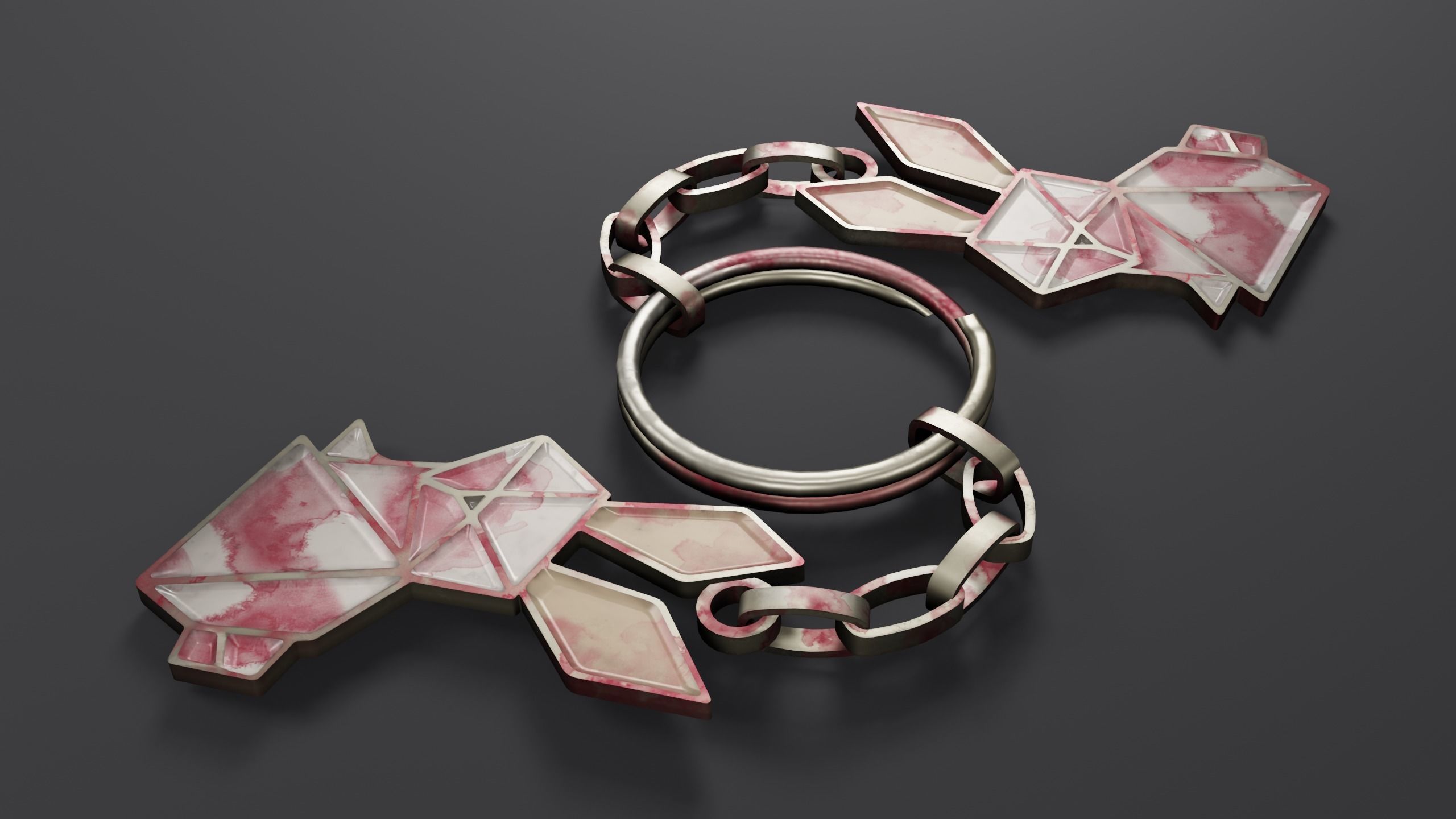 Keychain bunny Low-poly 3D model_8