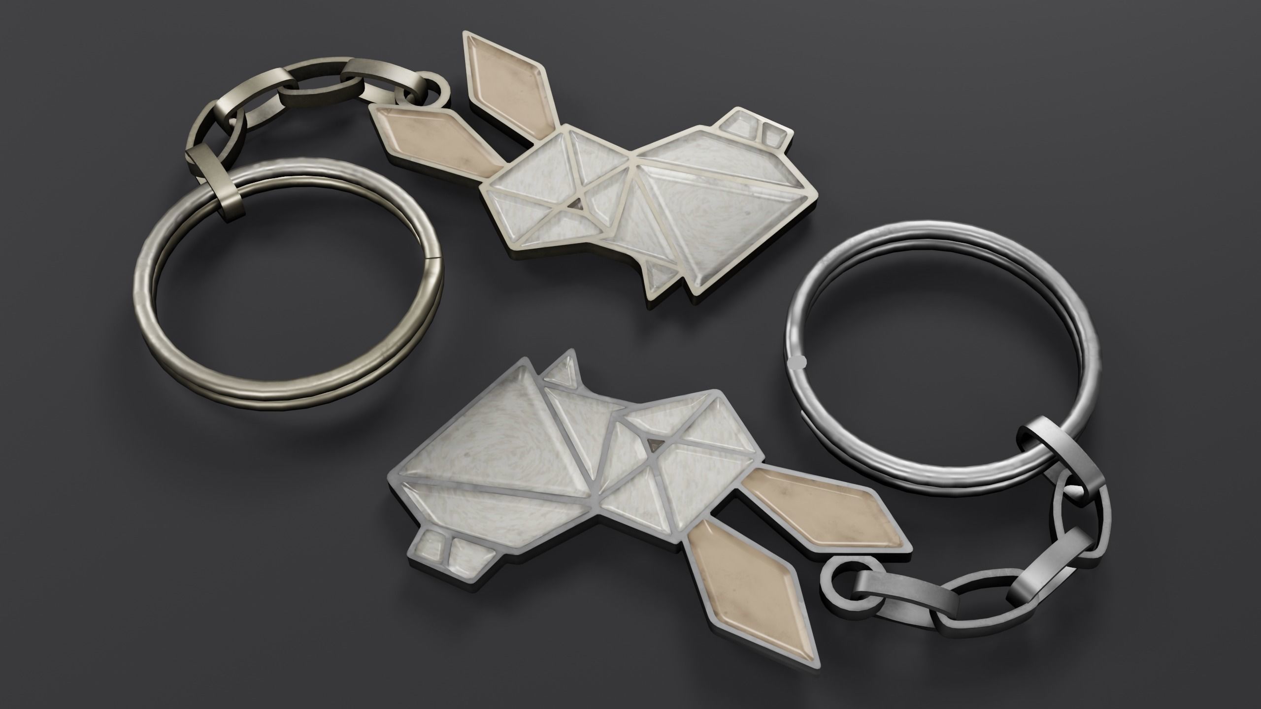 Keychain bunny Low-poly 3D model_20