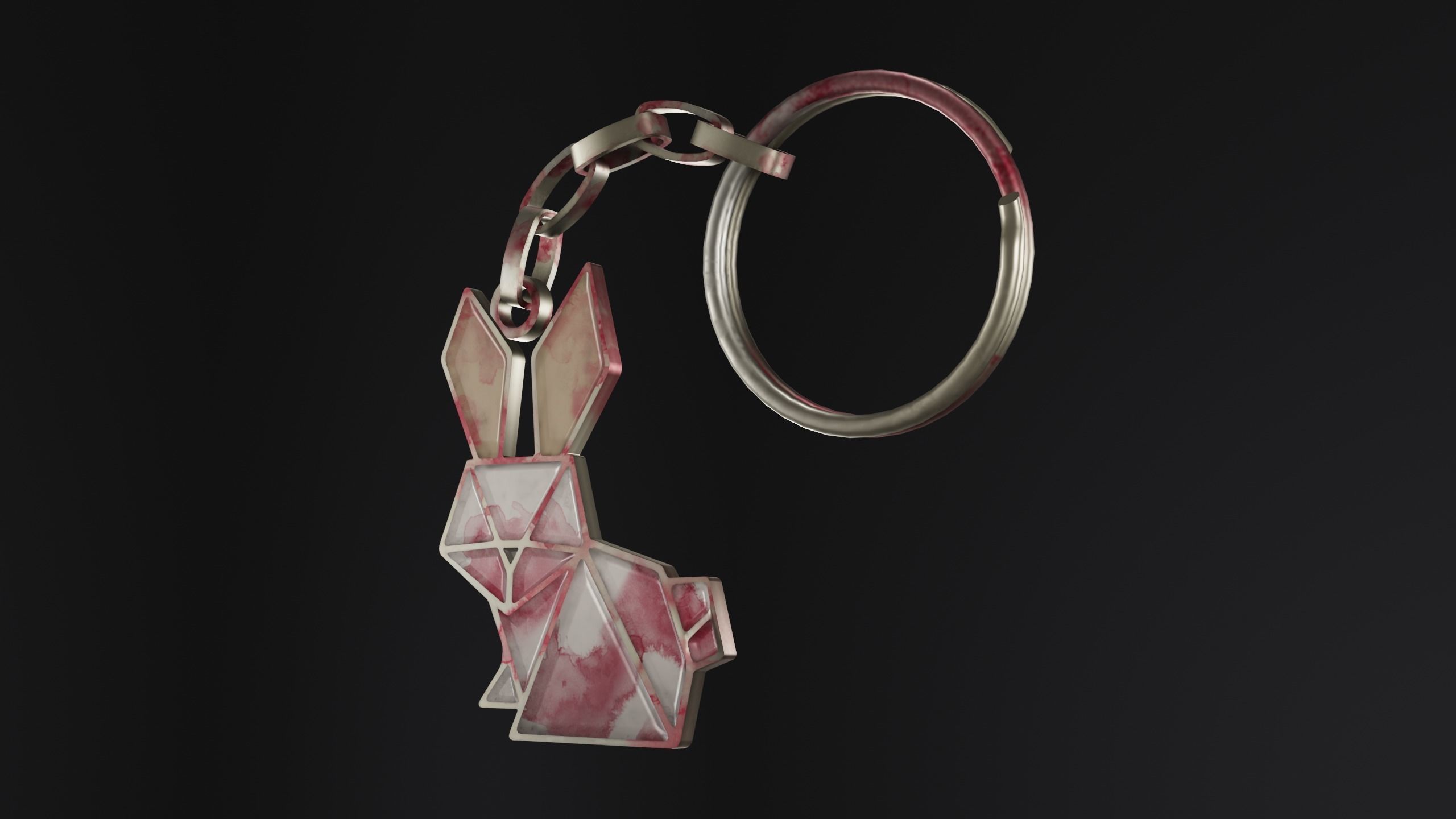 Keychain bunny Low-poly 3D model_2