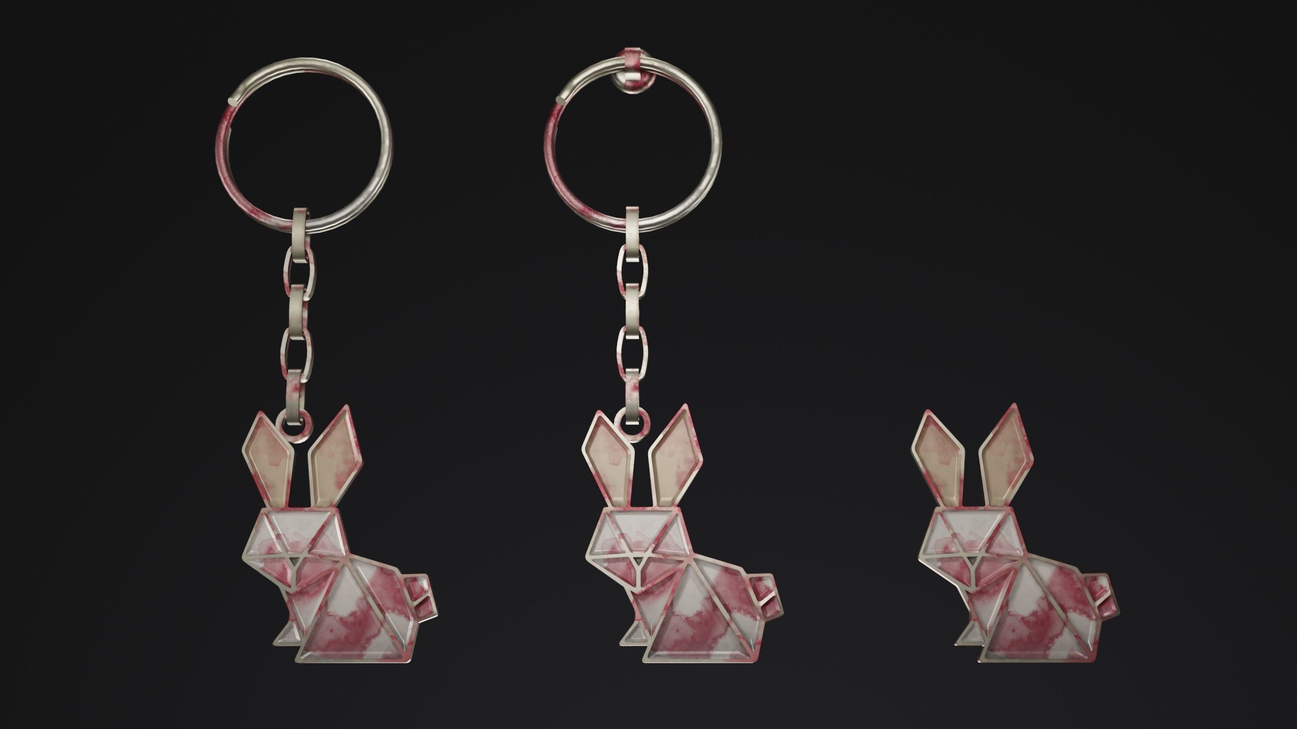Keychain bunny Low-poly 3D model_6
