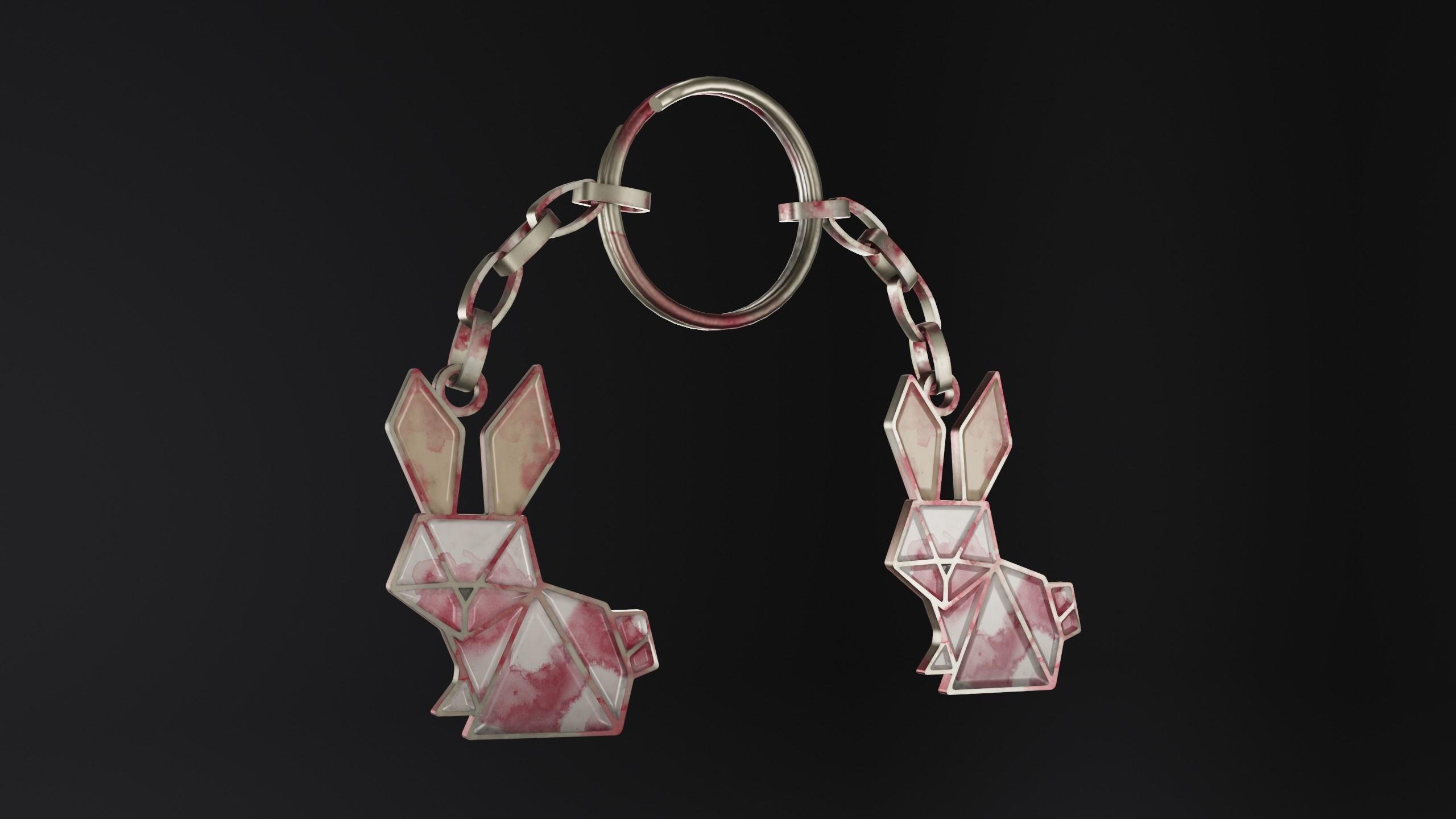 Keychain bunny Low-poly 3D model_7