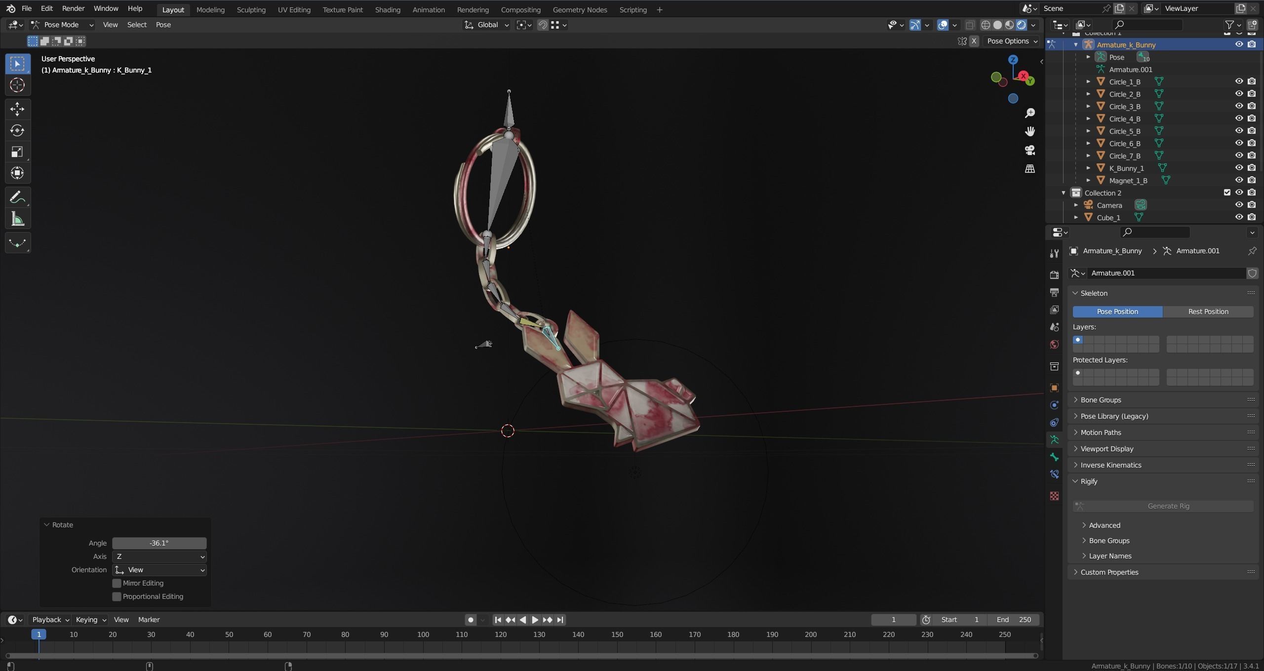 Keychain bunny Low-poly 3D model_29