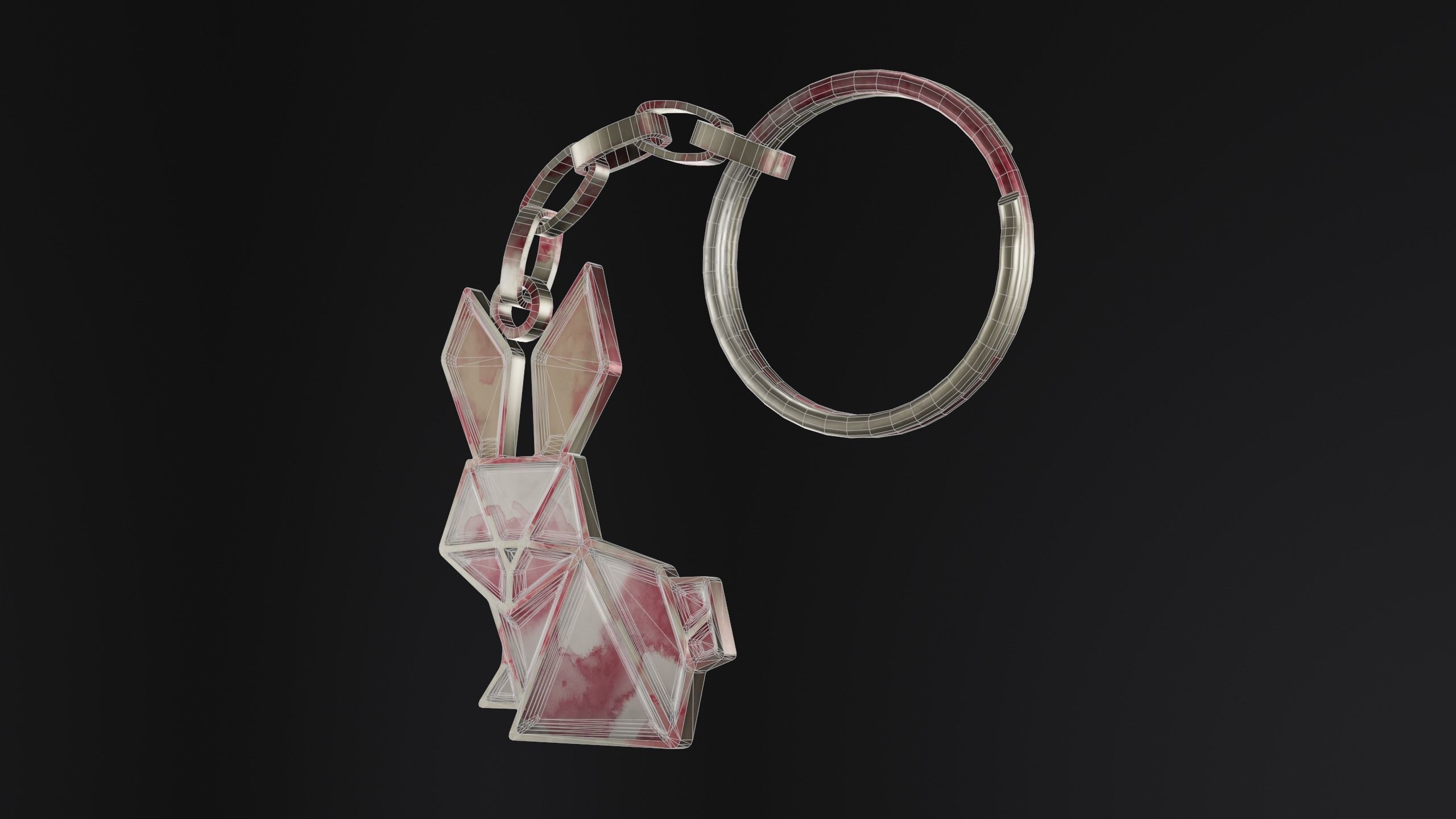 Keychain bunny Low-poly 3D model_3