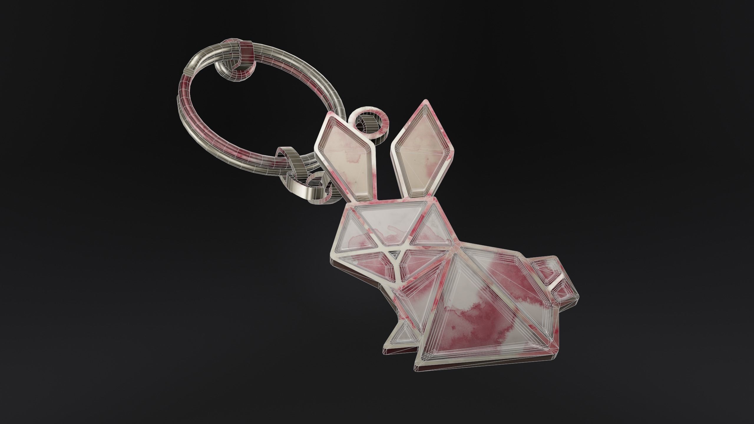 Keychain bunny Low-poly 3D model_1