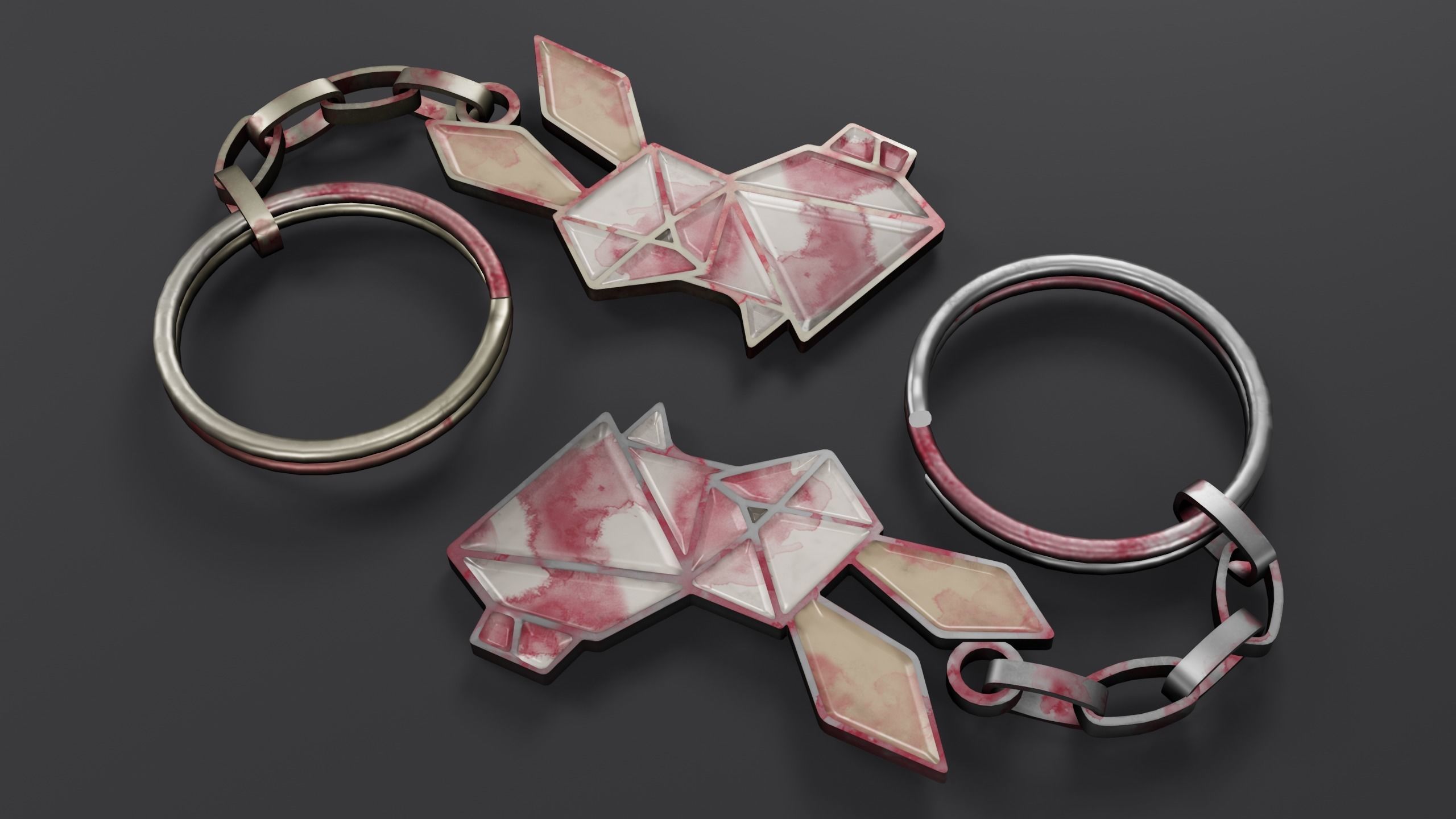 Keychain bunny Low-poly 3D model_13