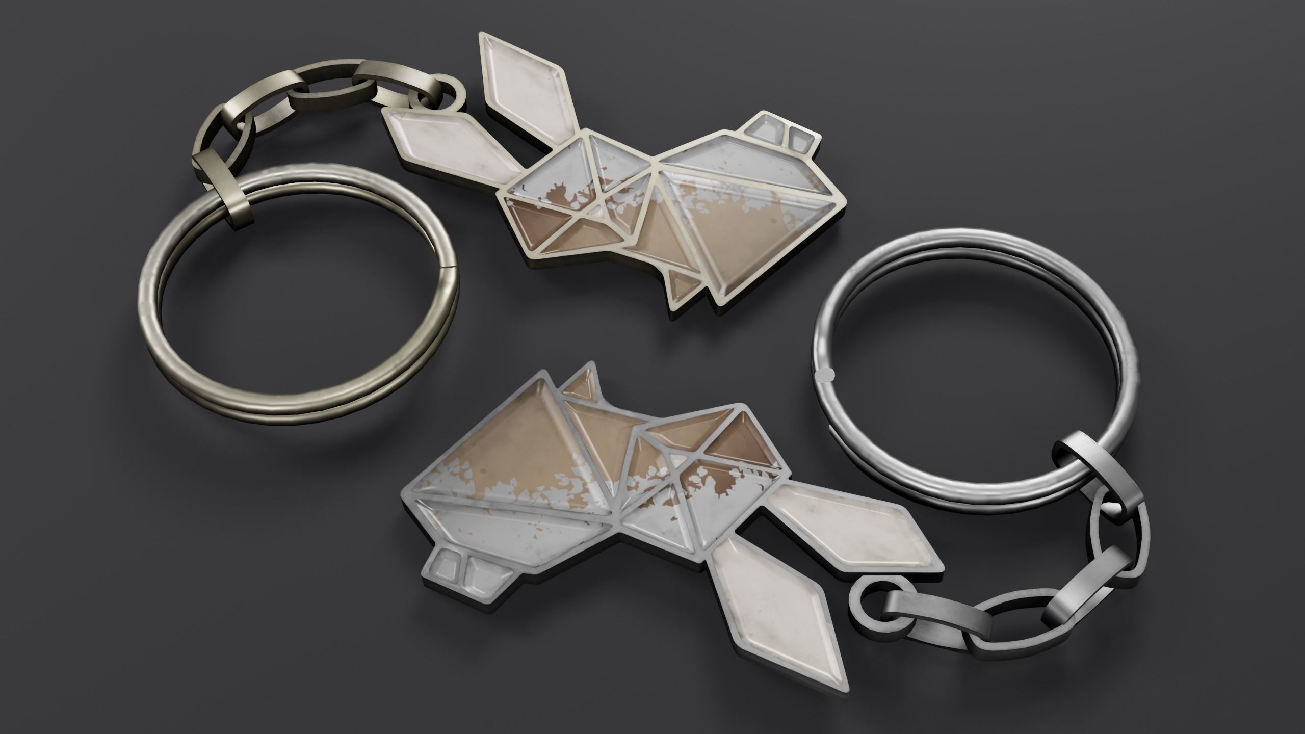 Keychain bunny Low-poly 3D model_15