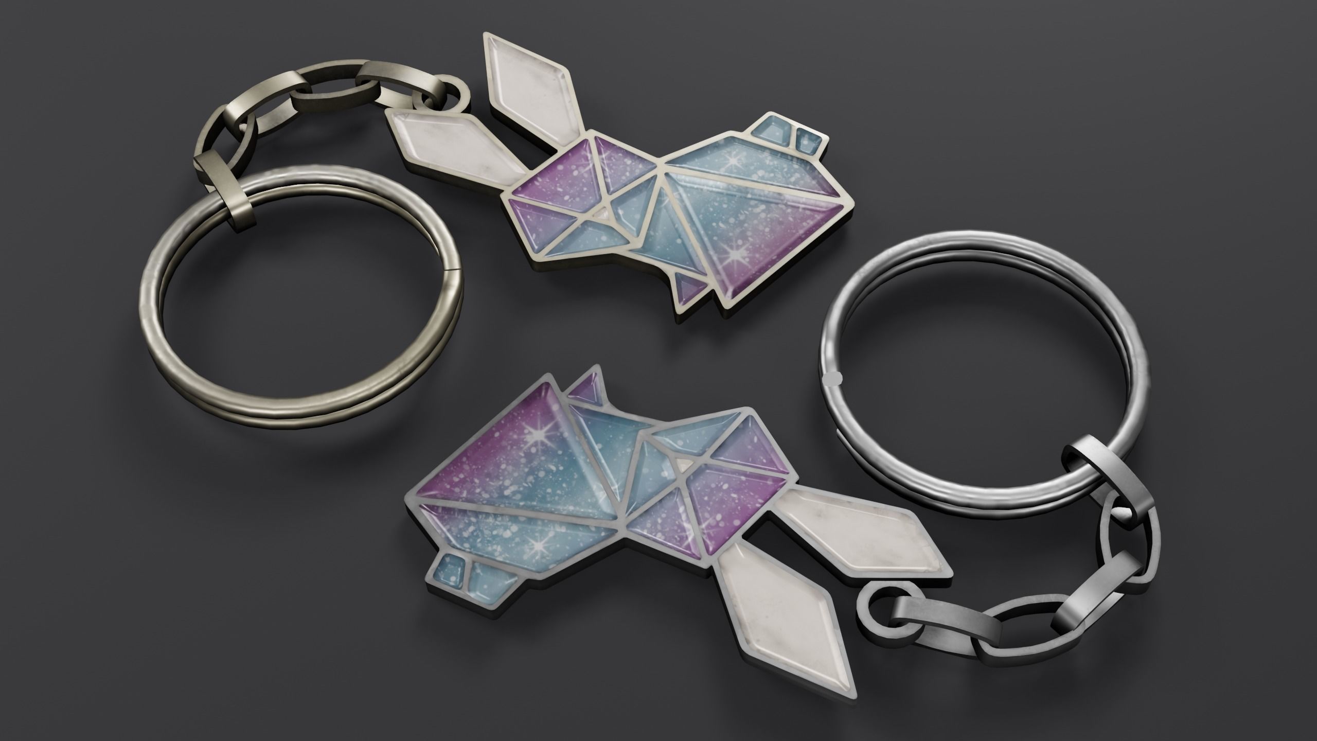 Keychain bunny Low-poly 3D model_14