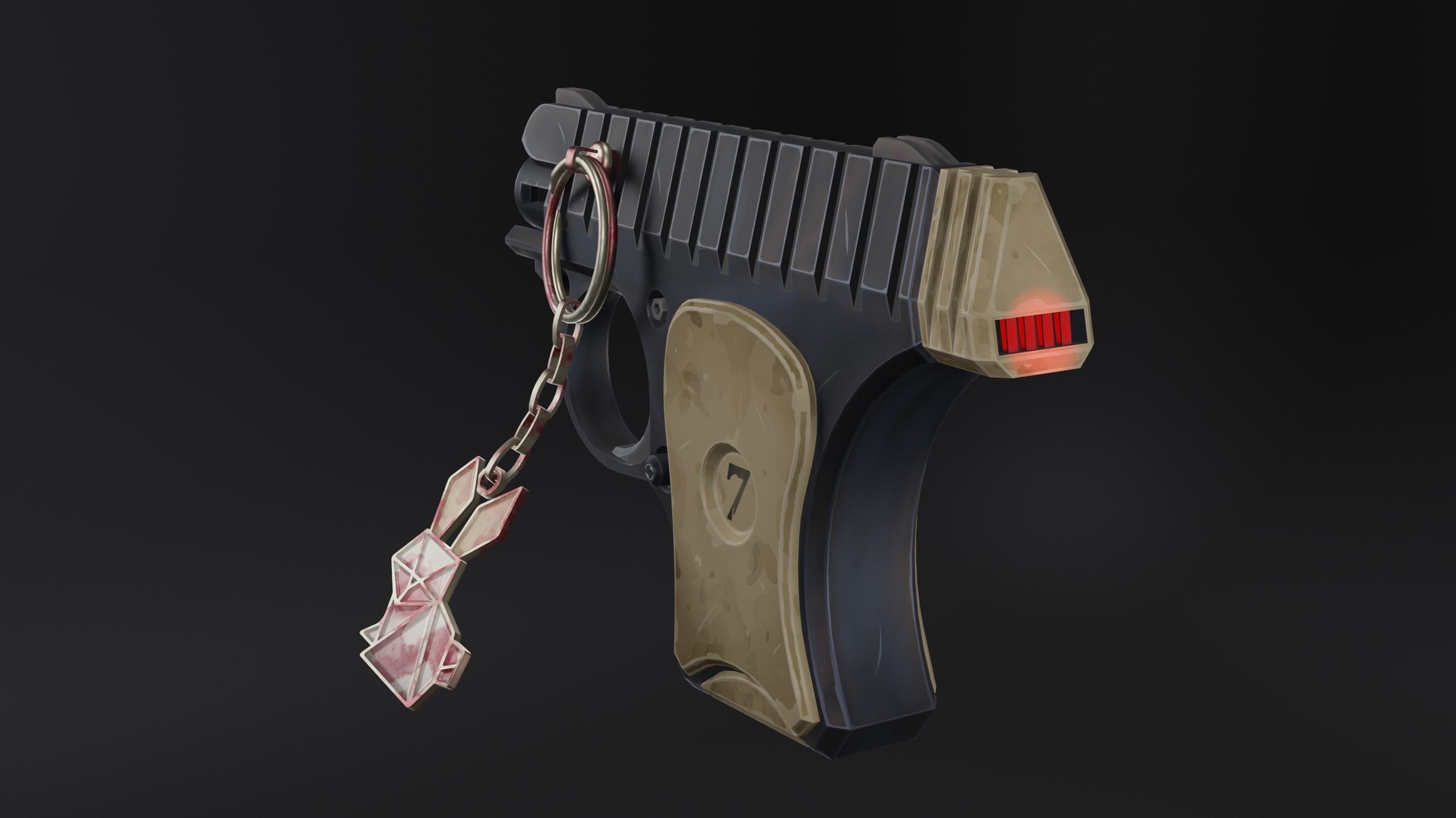 Keychain bunny Low-poly 3D model_10