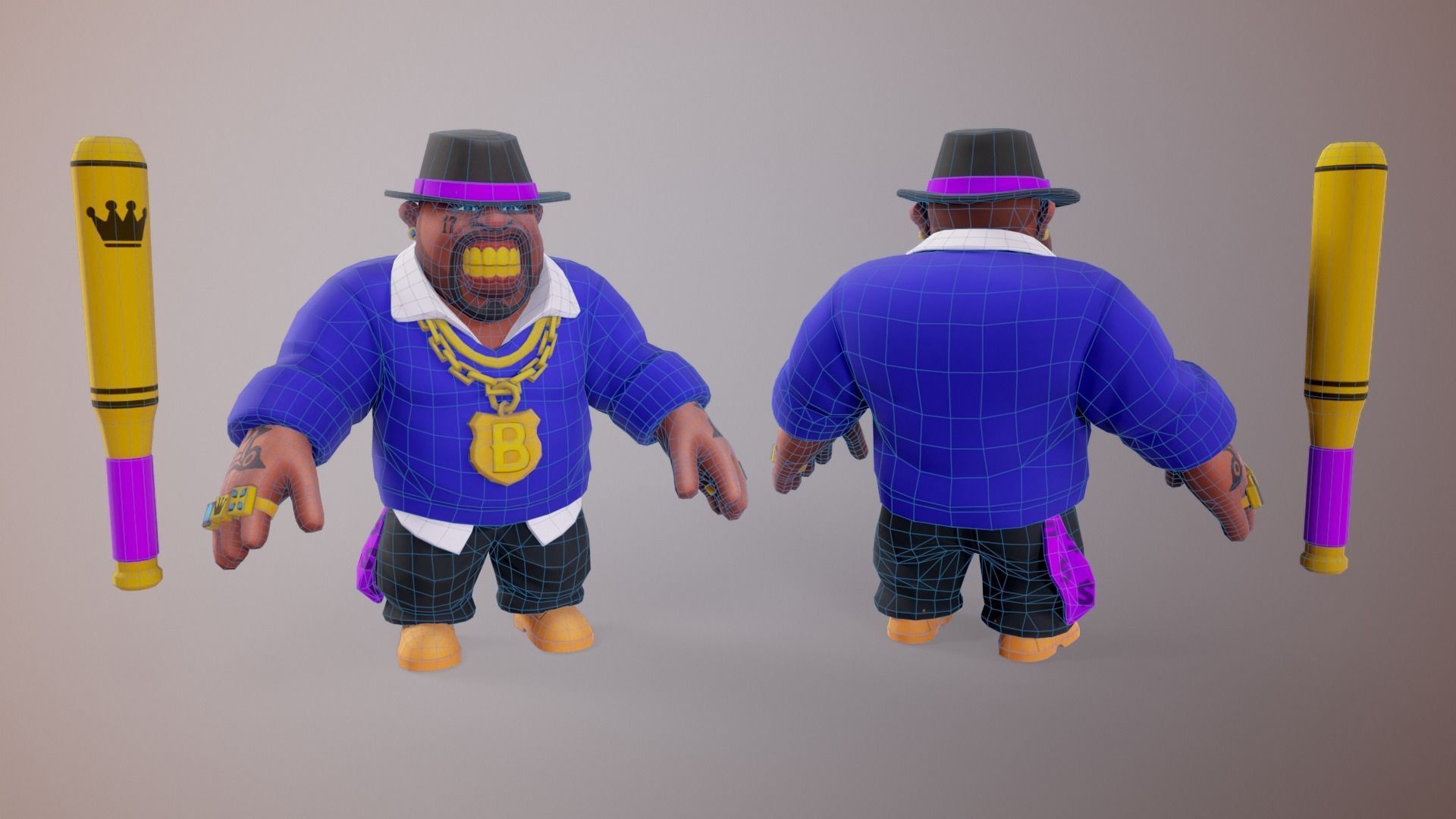 Gang Chibi Mobile Set Low-poly 3D model_10