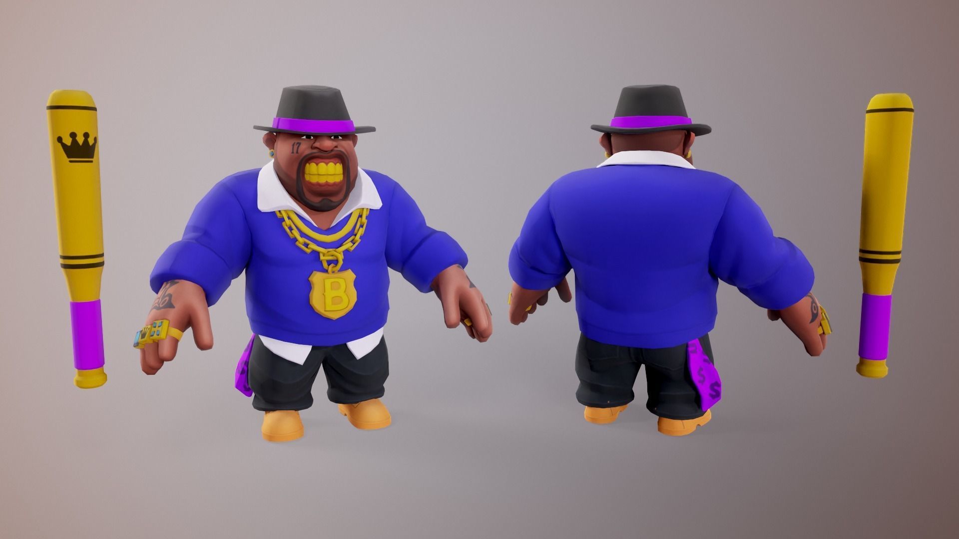 Gang Chibi Mobile Set Low-poly 3D model_9