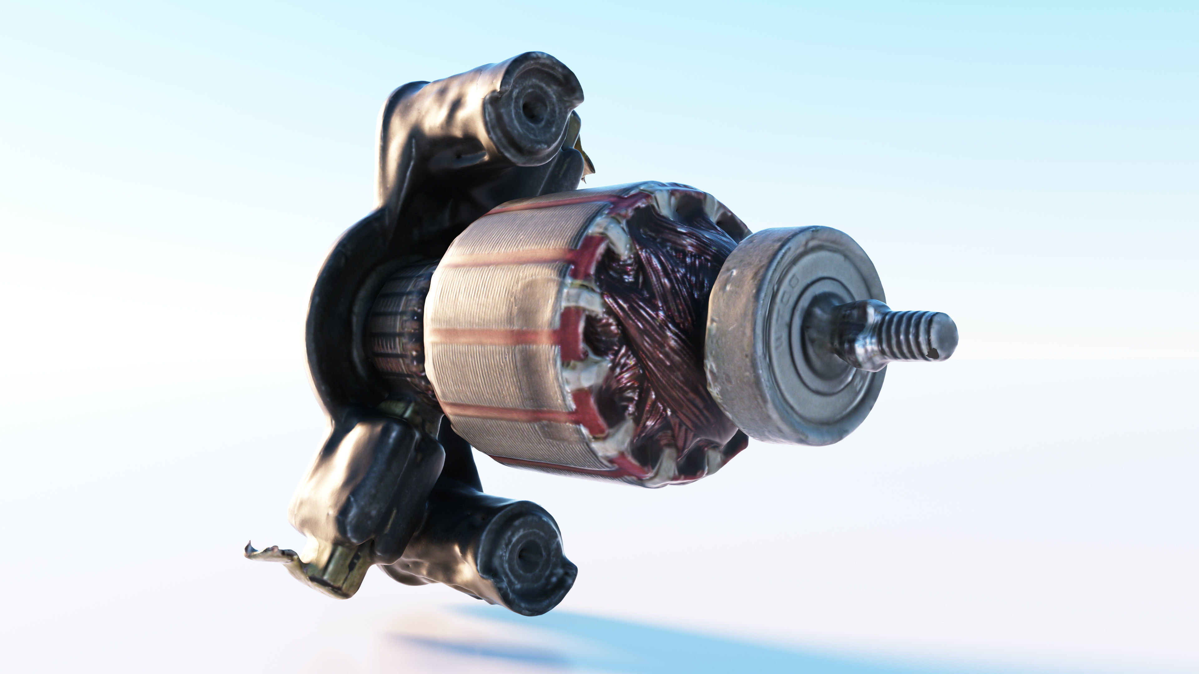 Electric motor Low-poly 3D model_6