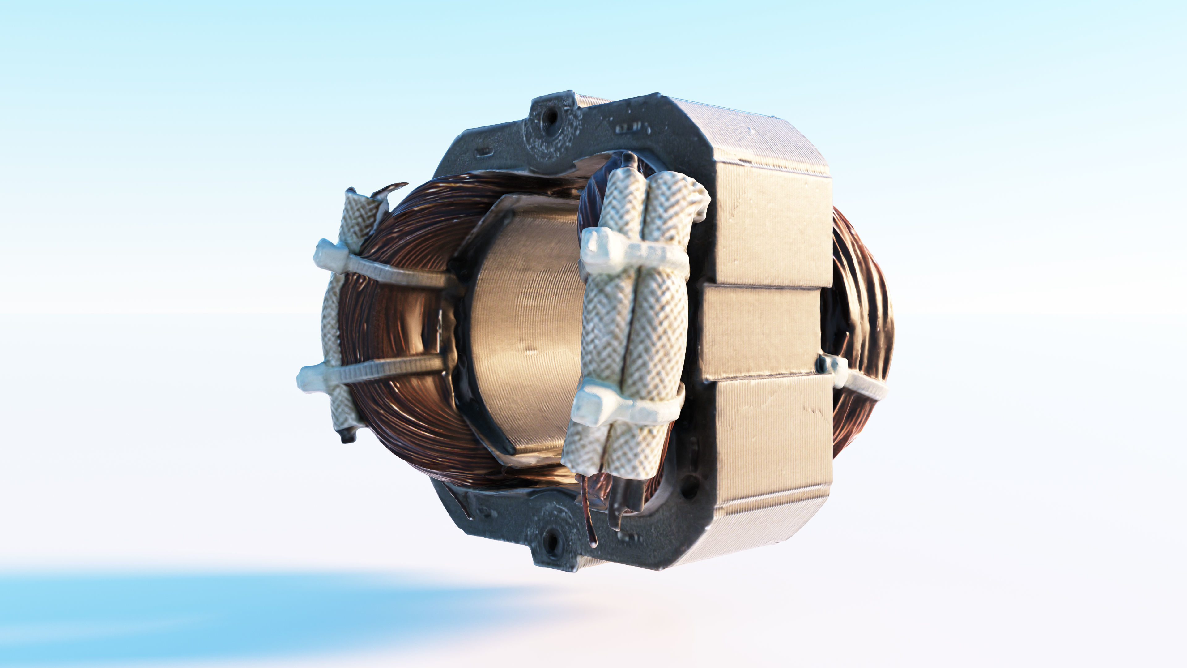 Electric motor Low-poly 3D model_9