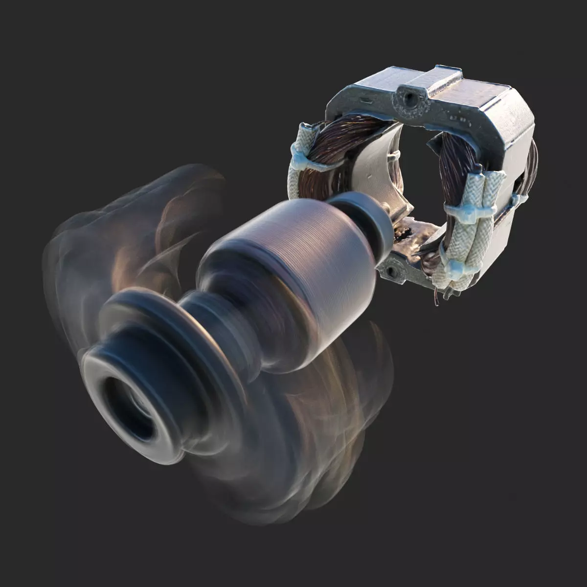 Electric motor Low-poly 3D model_0