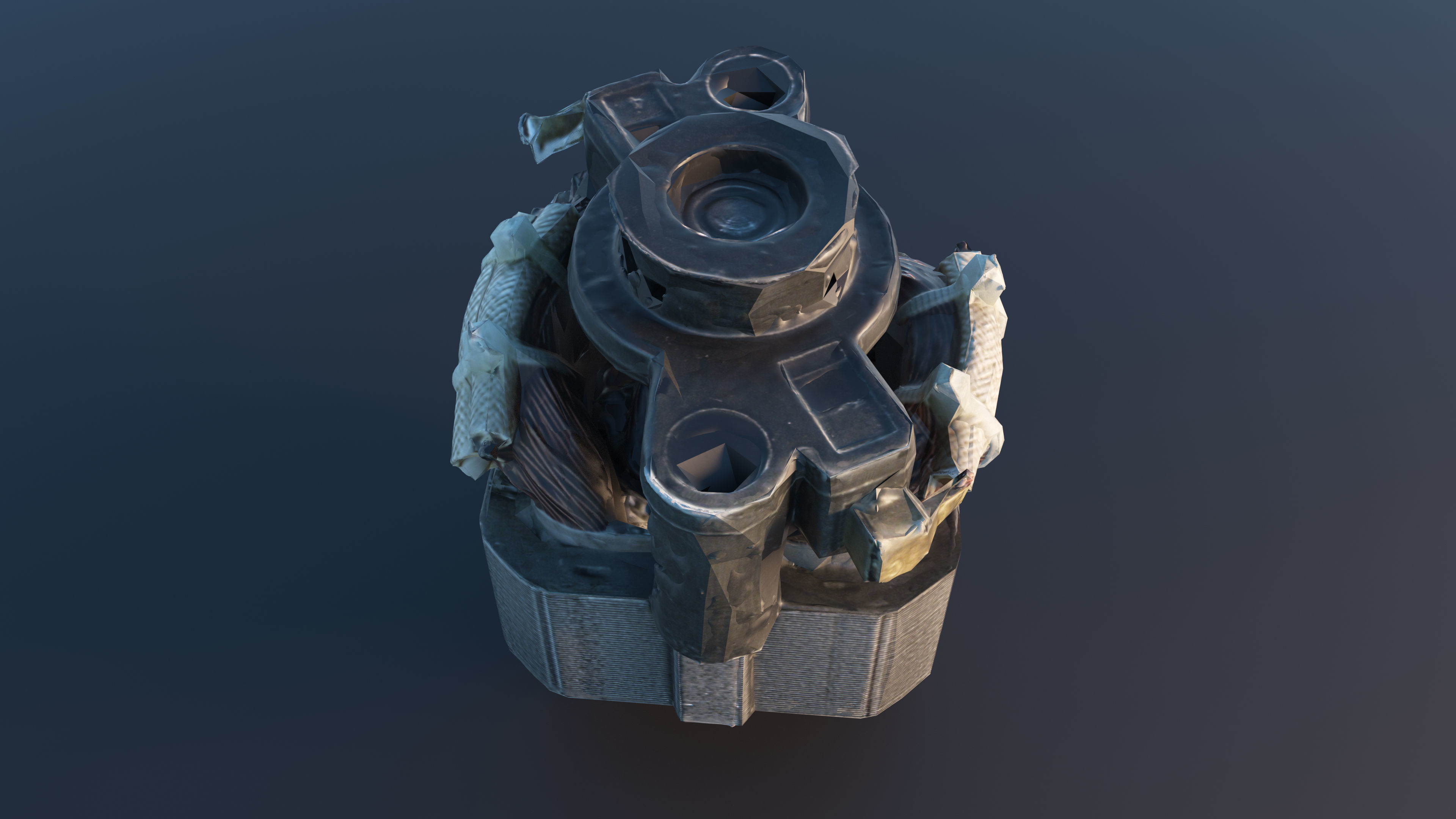 Electric motor Low-poly 3D model_27