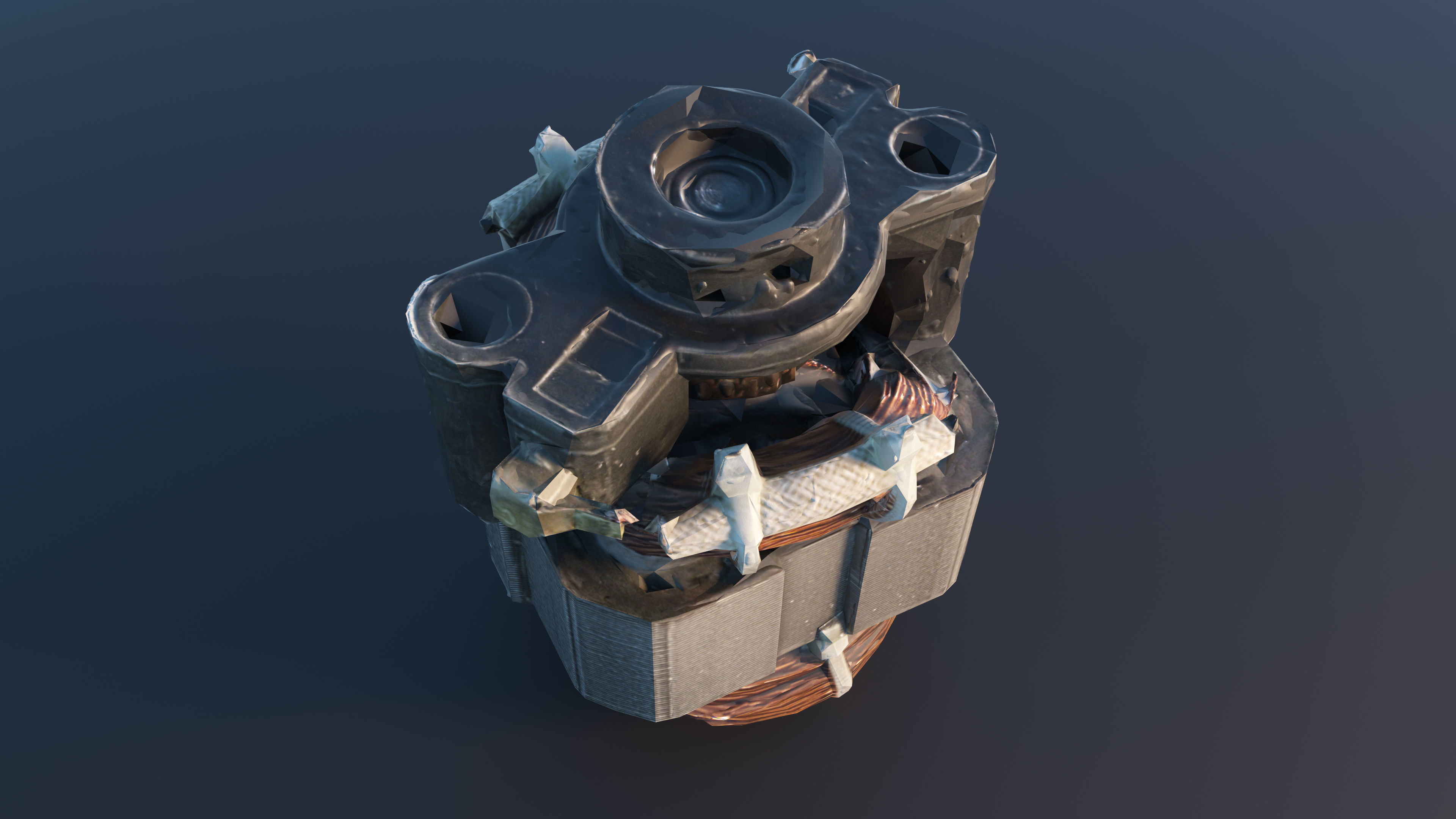 Electric motor Low-poly 3D model_26