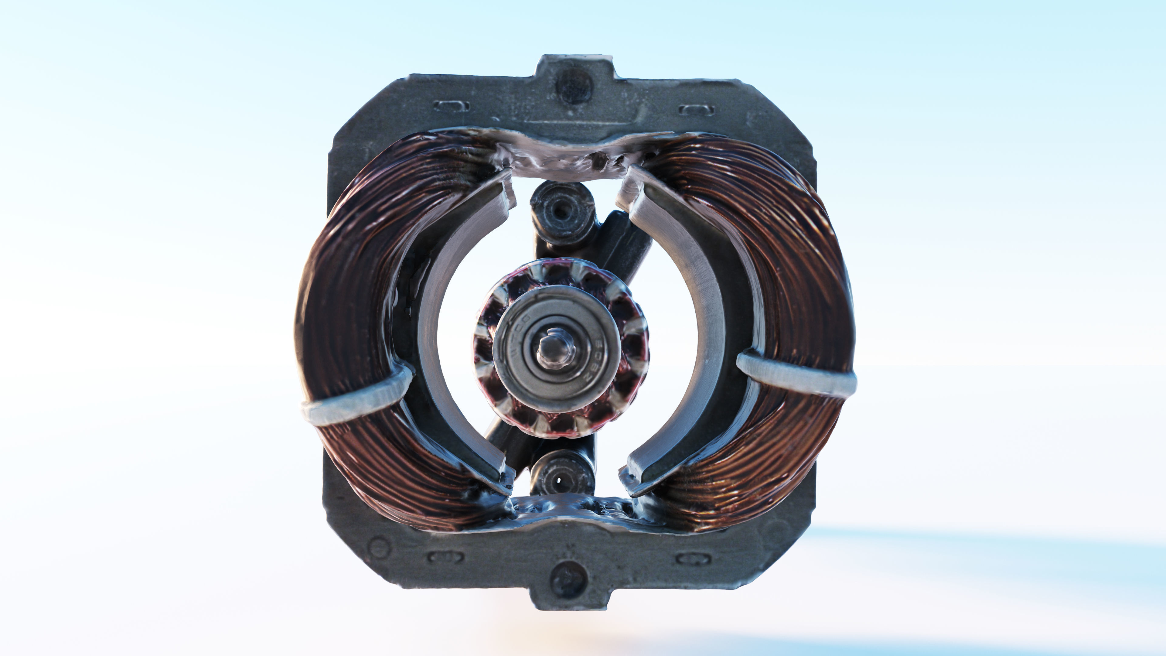 Electric motor Low-poly 3D model_19