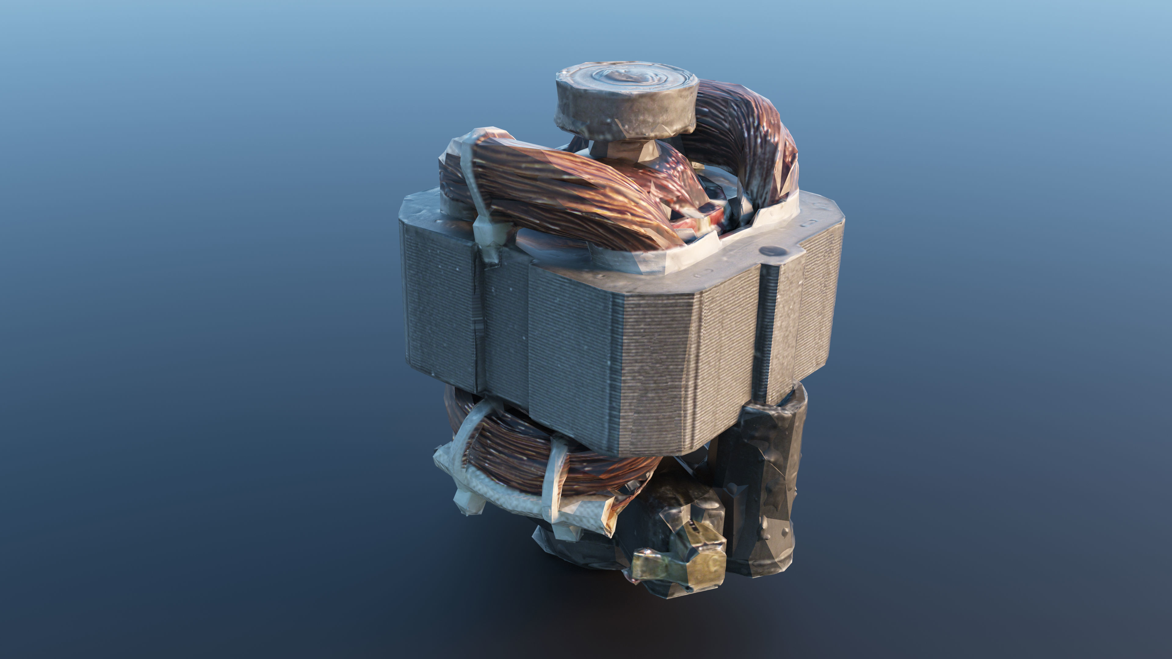 Electric motor Low-poly 3D model_23