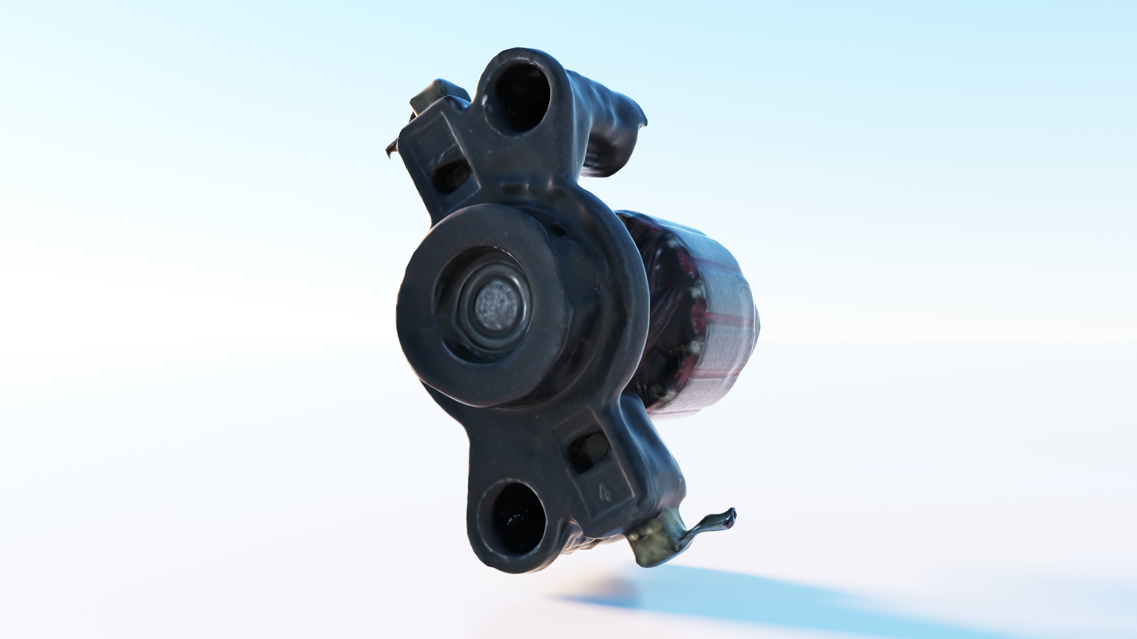 Electric motor Low-poly 3D model_8