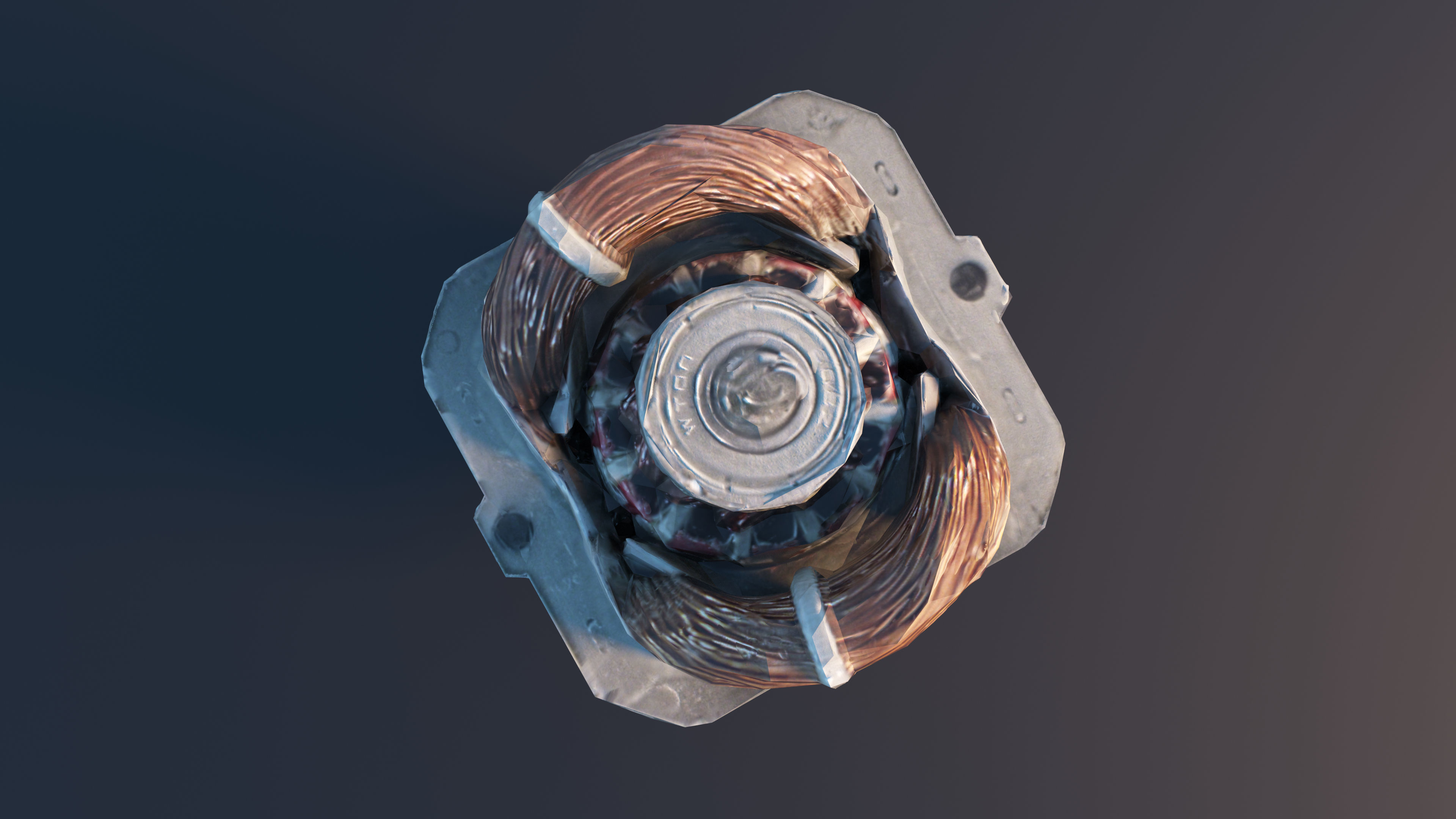 Electric motor Low-poly 3D model_25