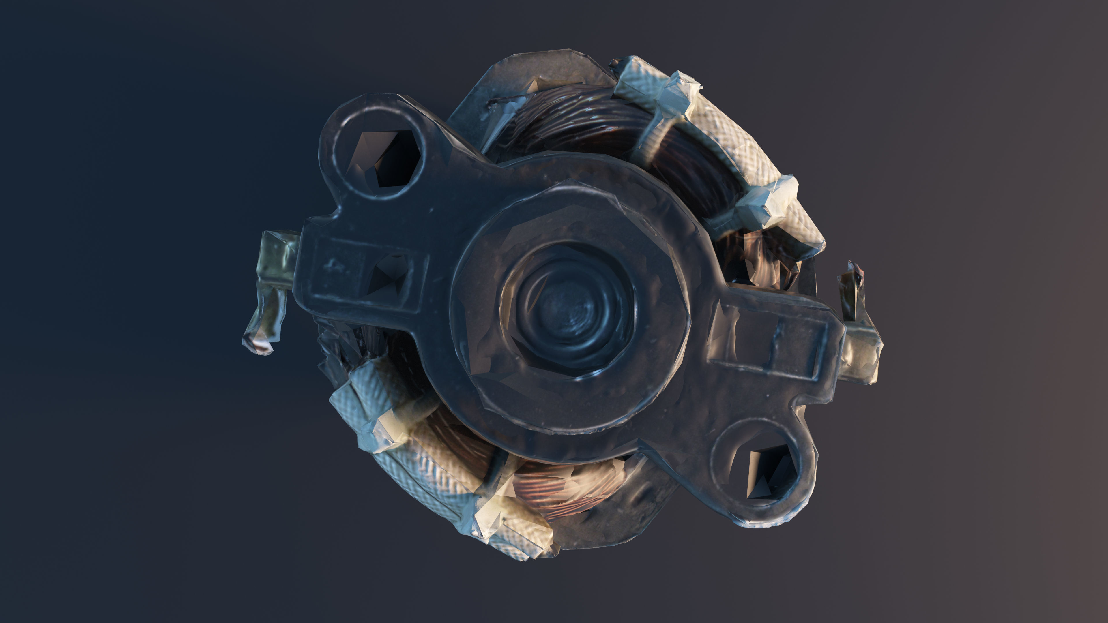 Electric motor Low-poly 3D model_28