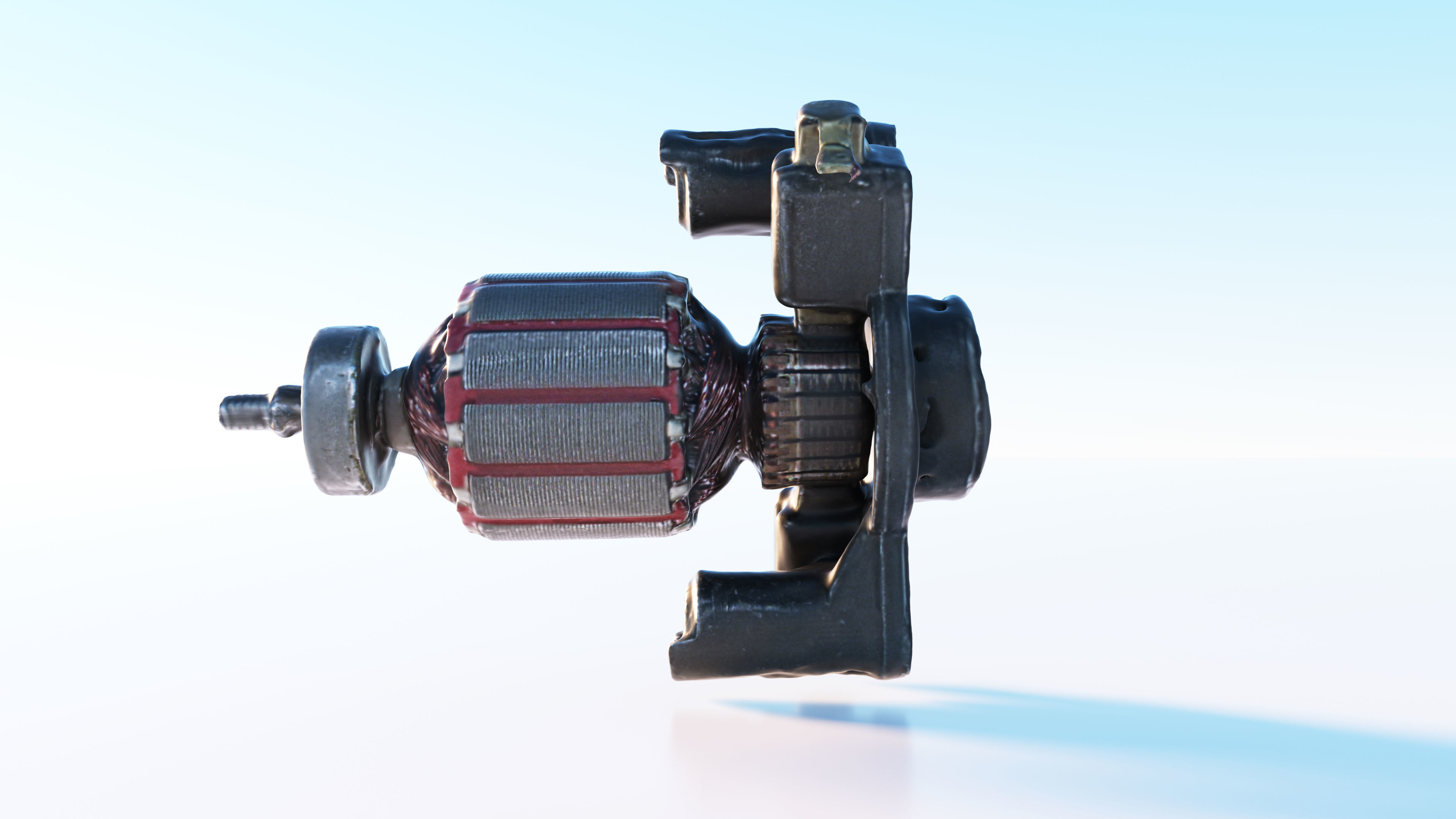 Electric motor Low-poly 3D model_3