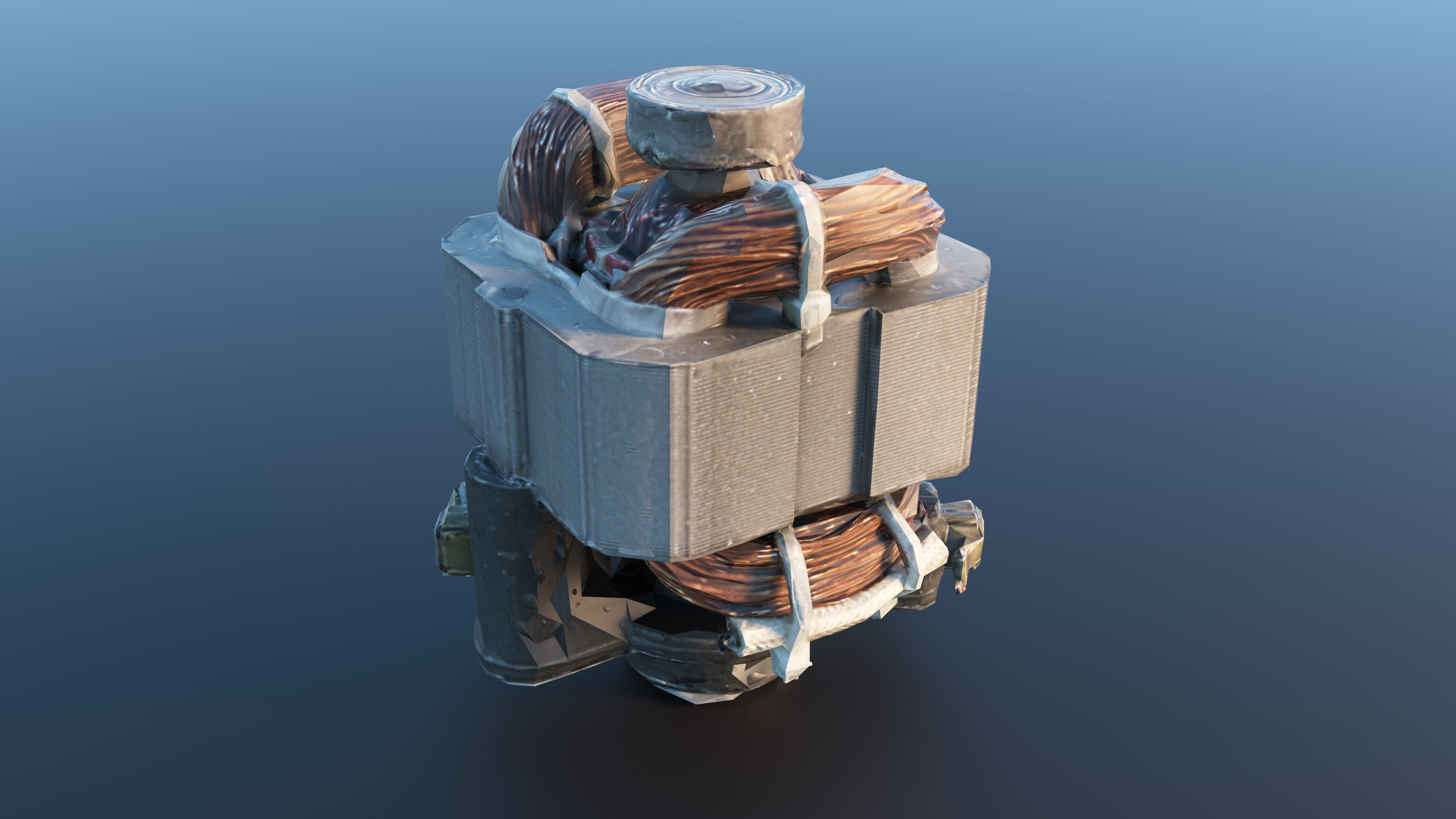 Electric motor Low-poly 3D model_24