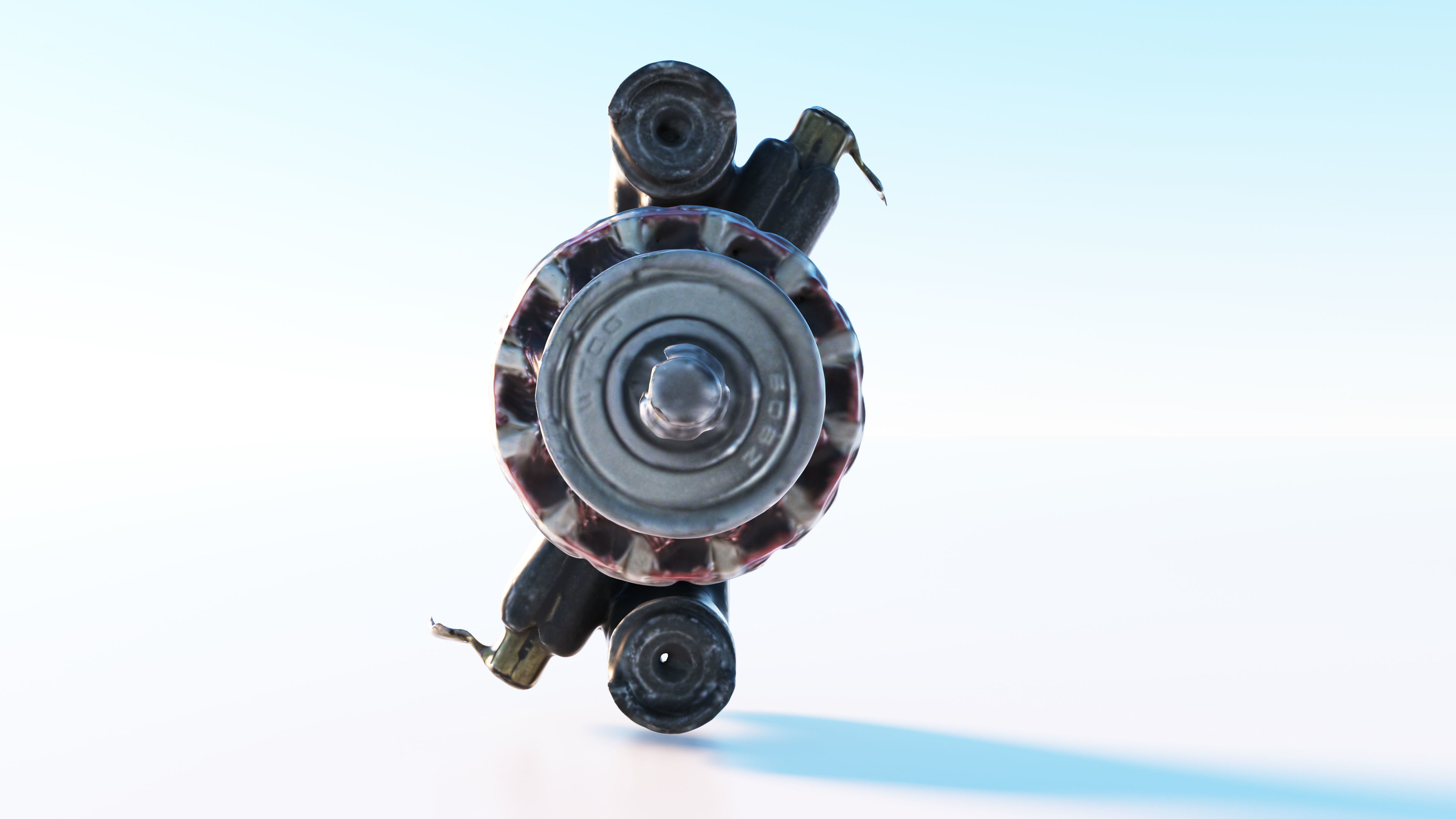 Electric motor Low-poly 3D model_5