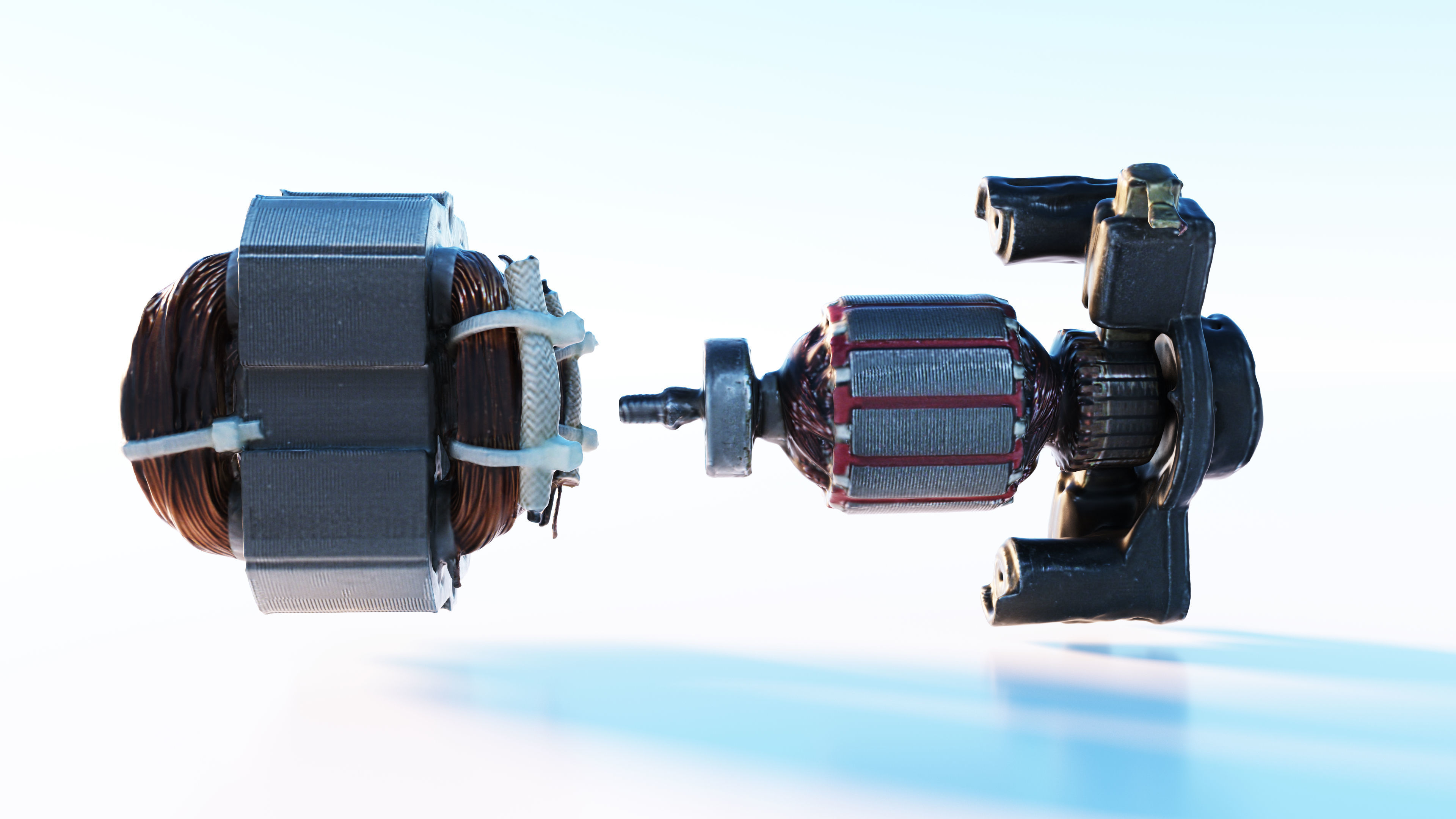 Electric motor Low-poly 3D model_18