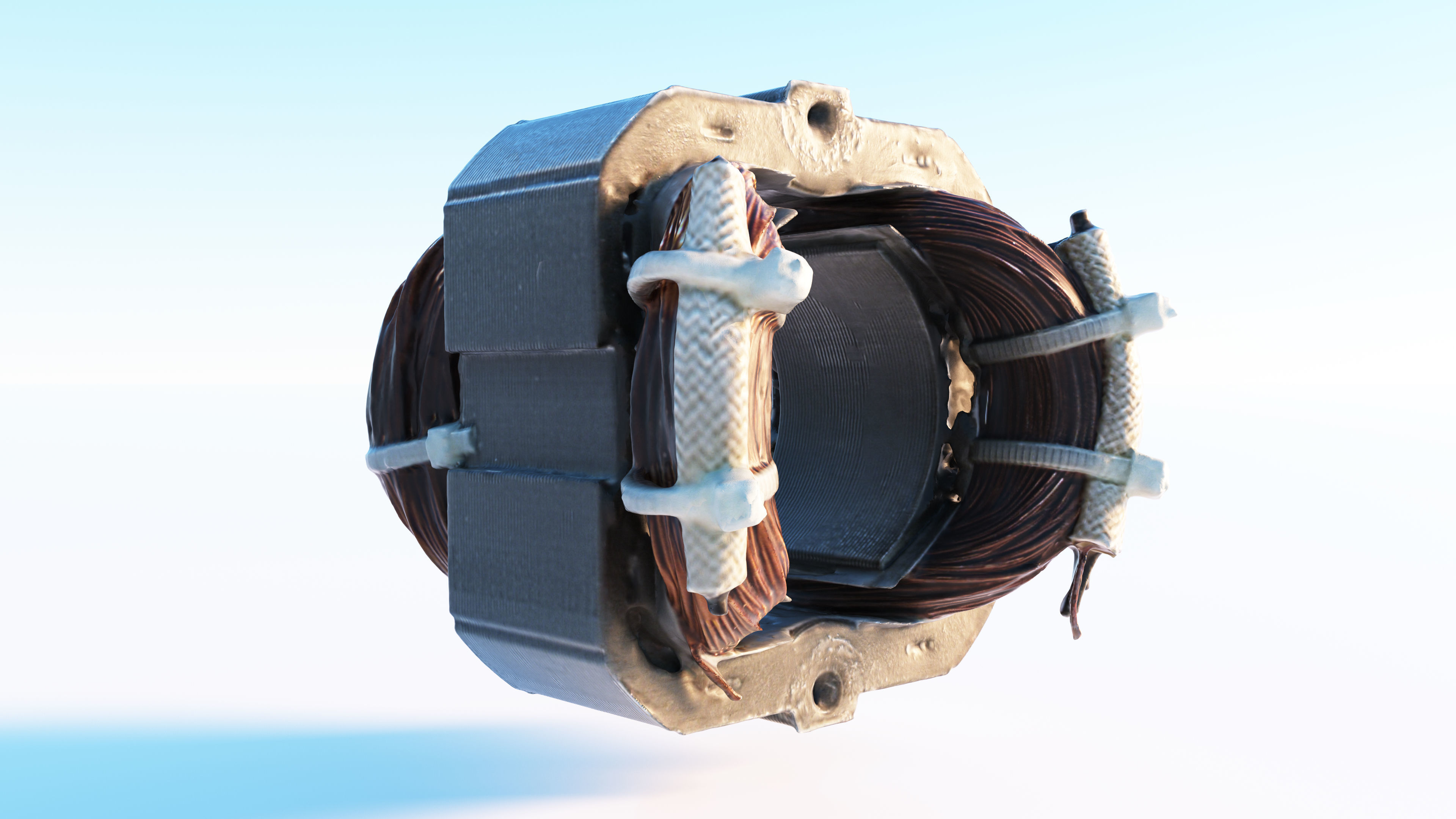 Electric motor Low-poly 3D model_11